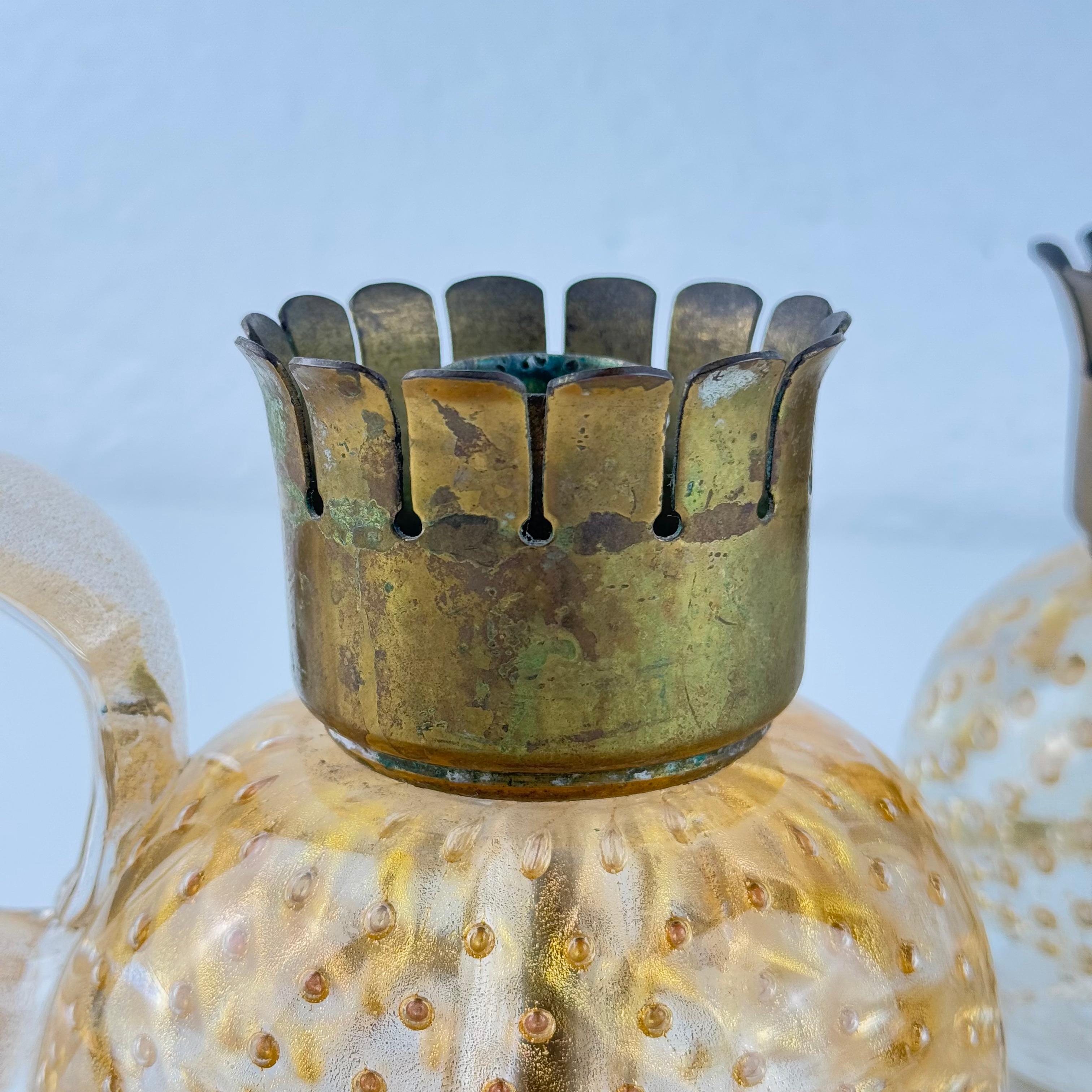 Ottone Pair of exceptional Barovier & Toso candleholders, Italy, 1938 in vendita