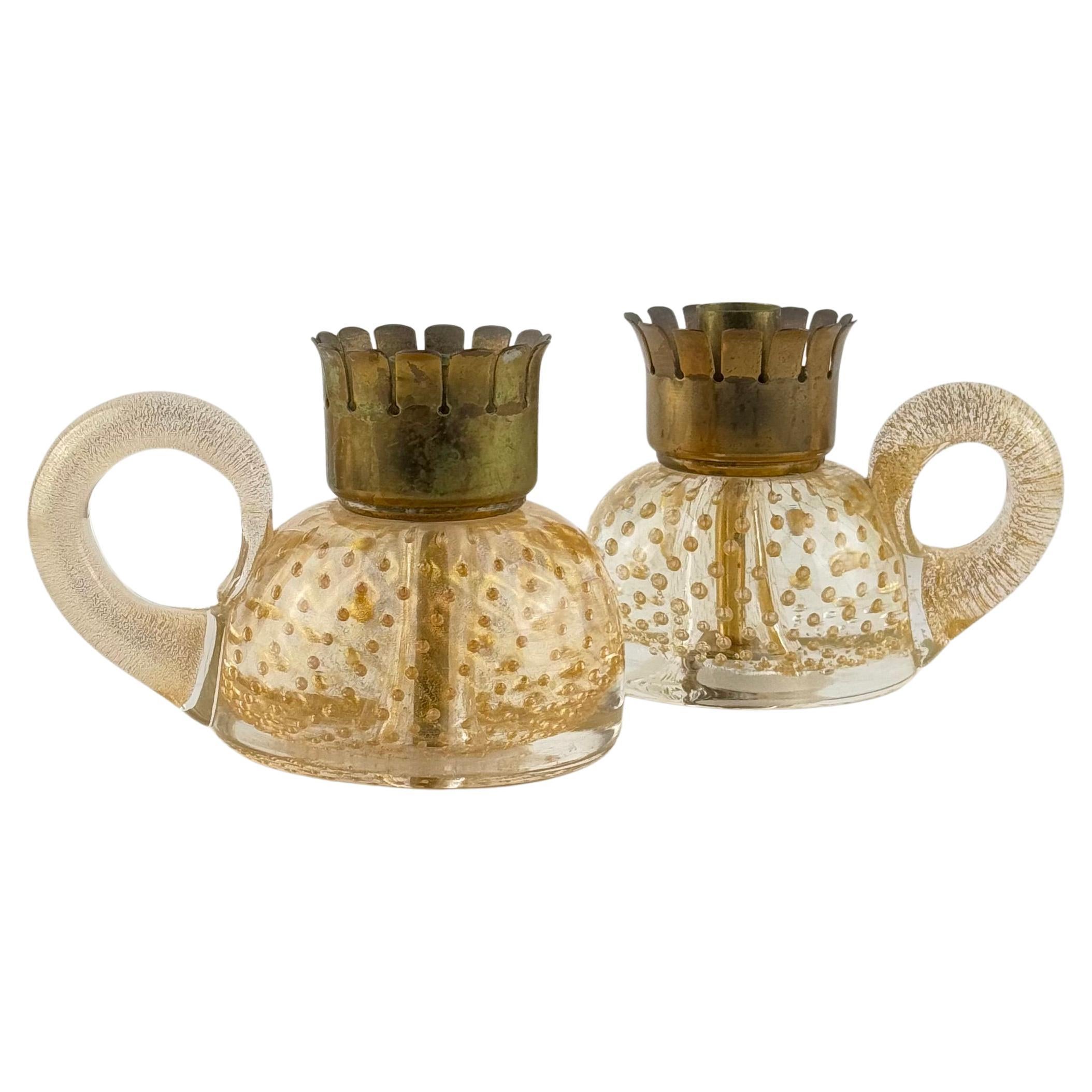 Pair of exceptional Barovier 
Toso candleholders, Italy, 1938 in vendita