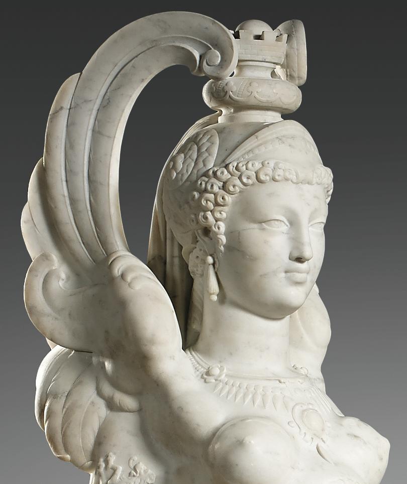 Late 19th Century Pair of Exceptional Carrara Marble Winged Sphinges by F.-E. Piat, France, 1873 For Sale
