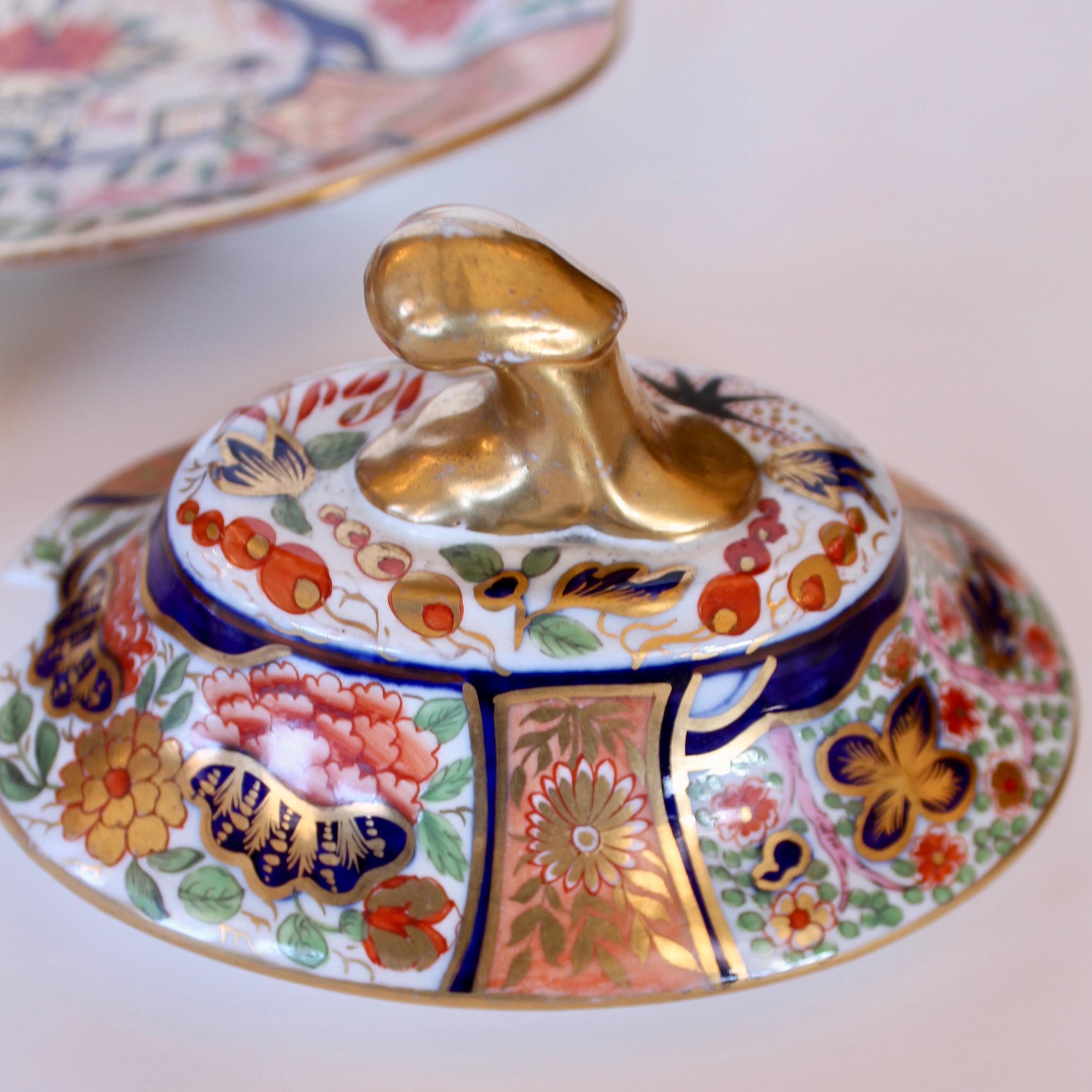 Pair of Exceptional Early English Gilt Imari Sauce Tureens For Sale 6