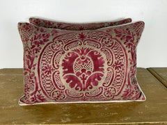 Pair of Exceptional Fortuny Textile Pillows from 1940s Italian Villa Draperies