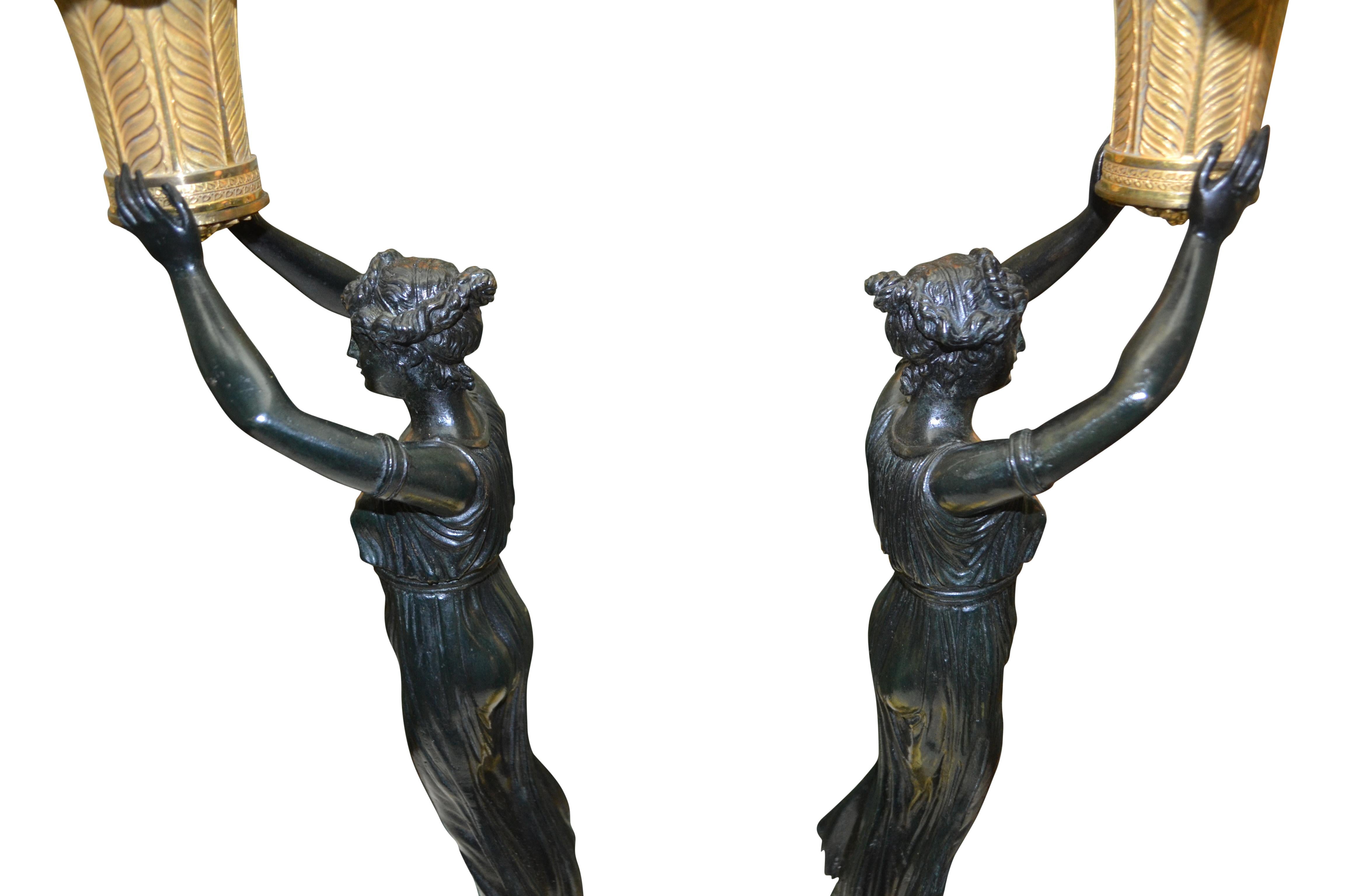 Early 19th Century Pair of Exceptional French Empire Bronze Candelabra after Thomire