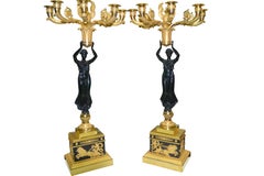 Pair of Exceptional French Empire Bronze Candelabra after Thomire
