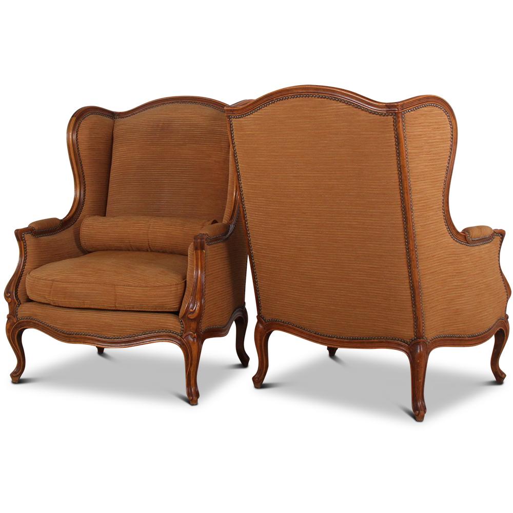 20th Century Pair of Exceptional French Wingback Chairs
