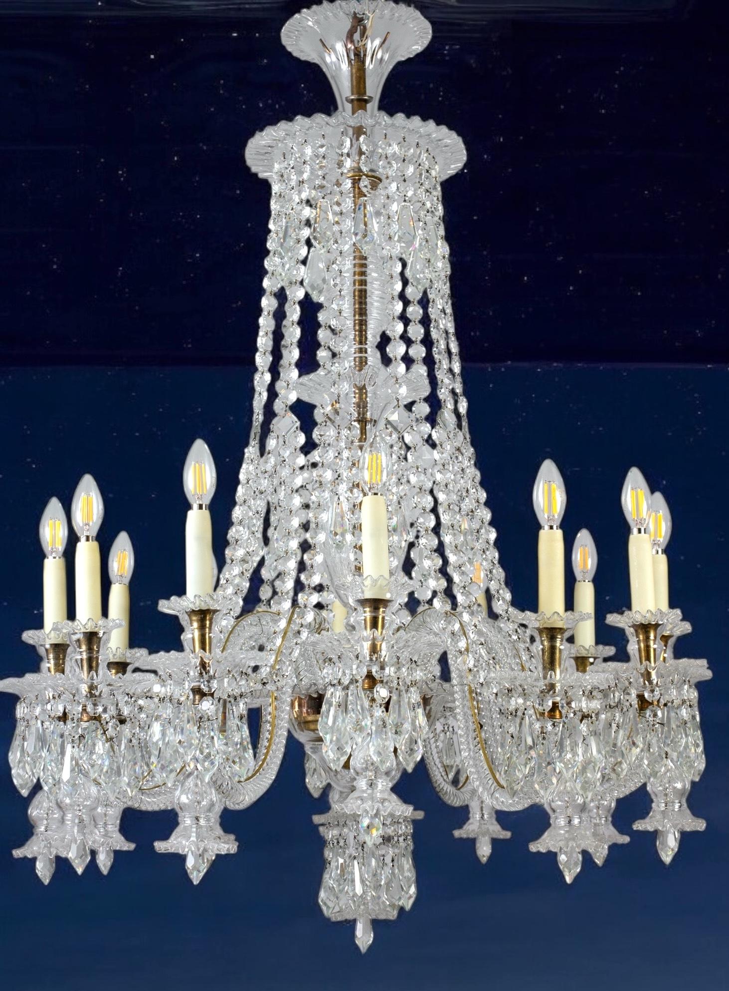 Mid-20th Century Pair of Exceptional Large French Cut- Crystal Chandelier 1930' For Sale