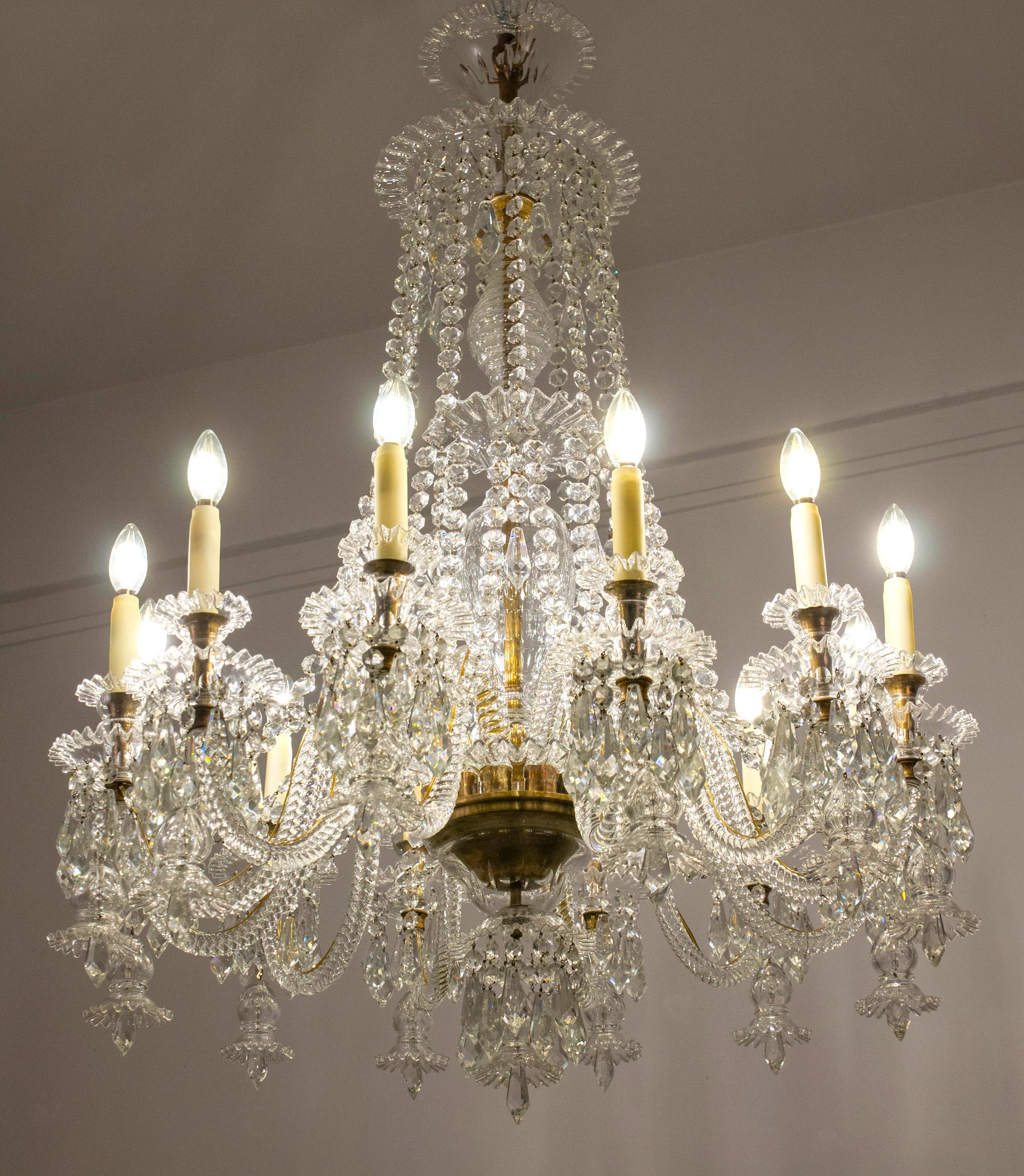 Pair of Exceptional Large French Cut- Crystal Chandelier 1930' For Sale 1