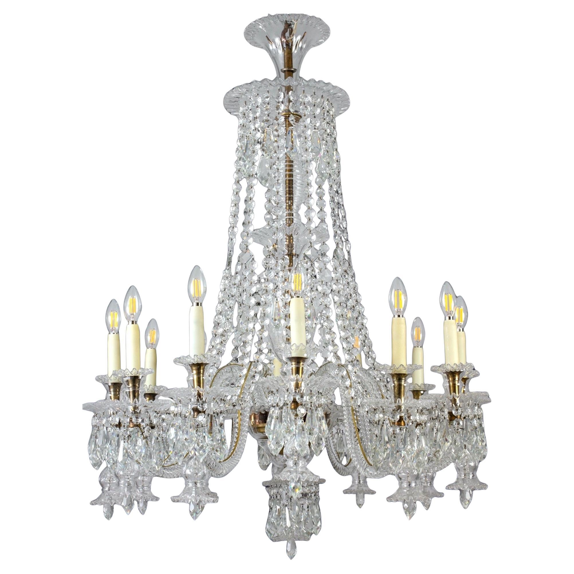 Pair of Exceptional Large French Cut- Crystal Chandelier 1930' For Sale