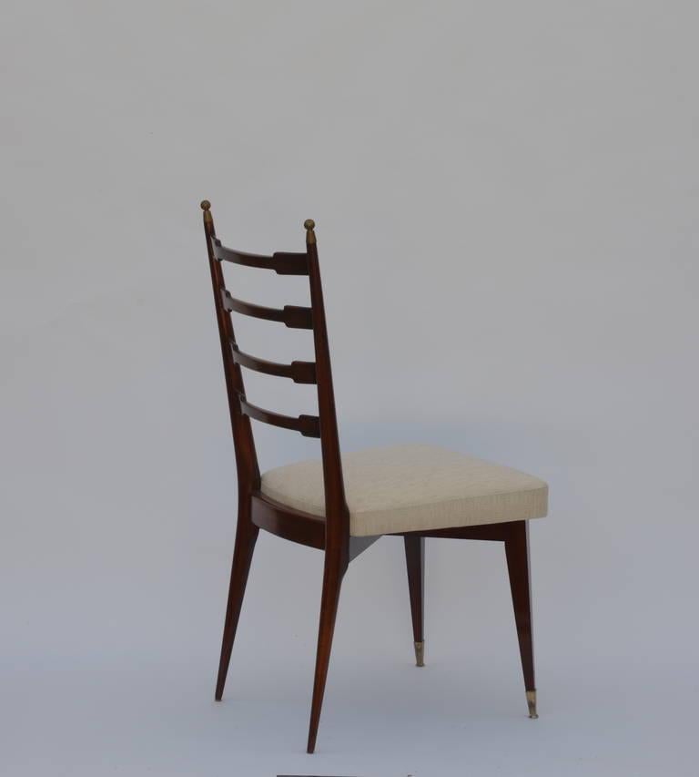 Bronze Pair of Exceptional Mid-Century Italian Chairs in the Style of Gio Ponti For Sale