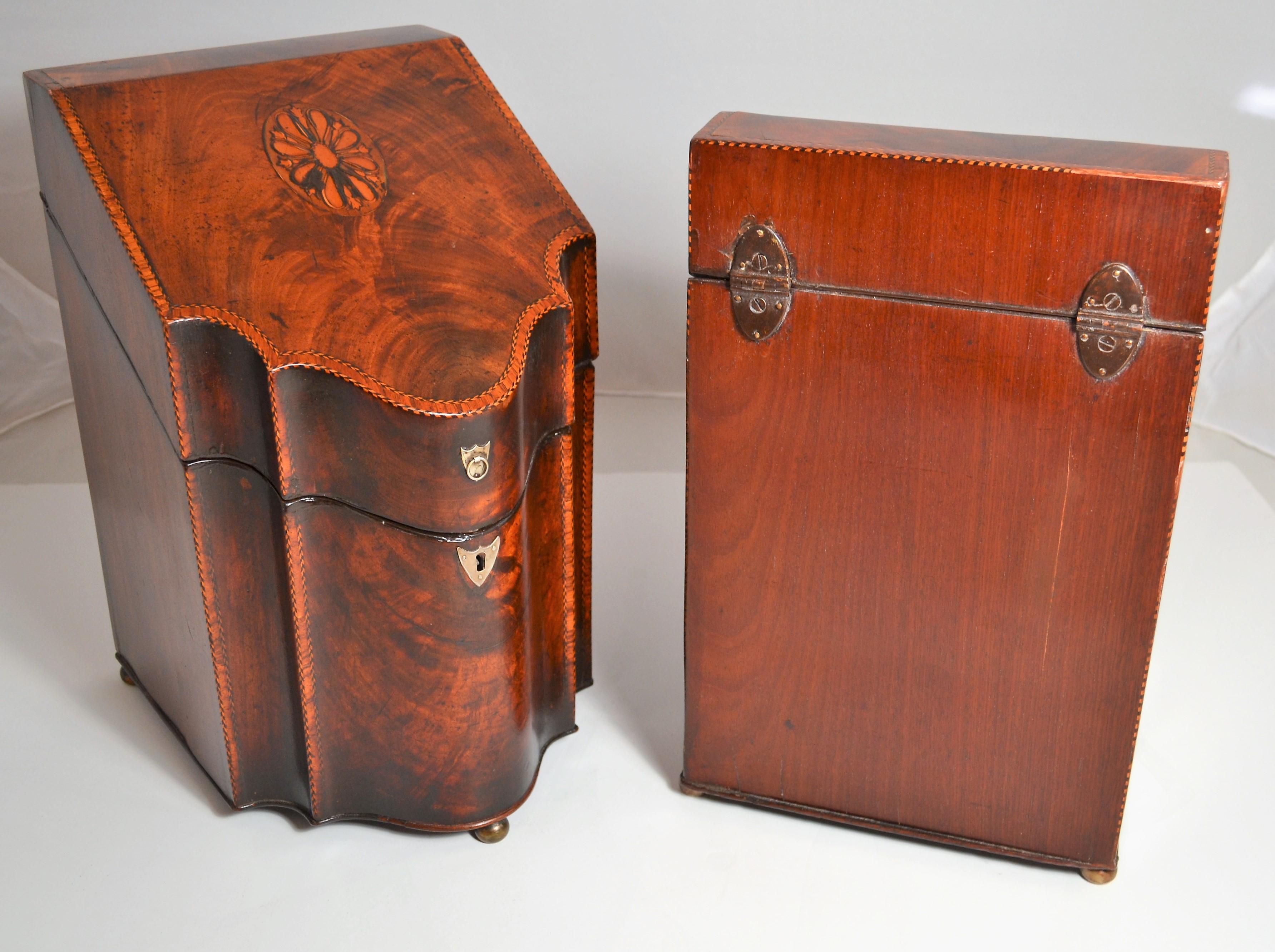 Pair of Exceptional Quality Antique English Mahogany Cutlery Boxes 2