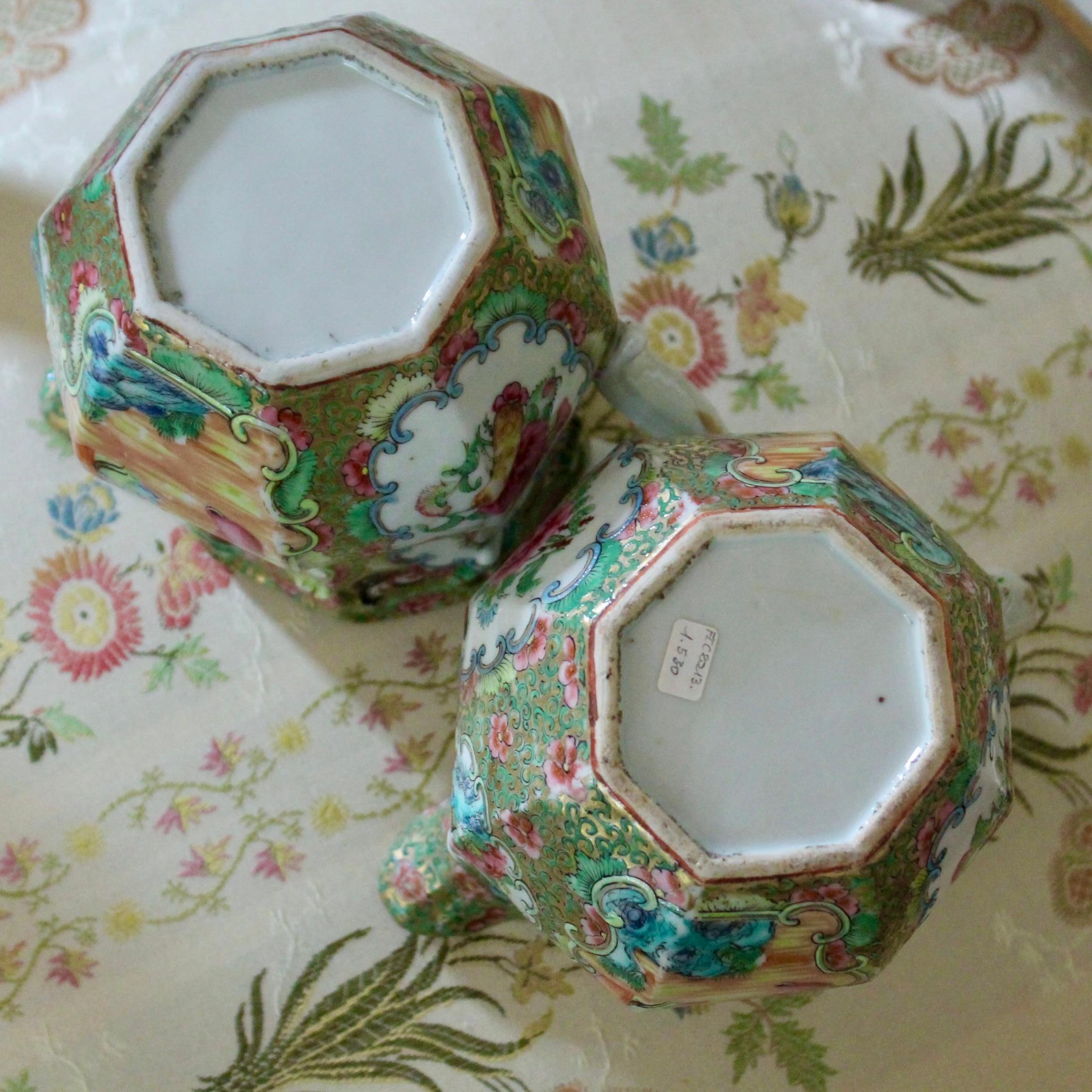 Pair of Exceptional Rose Medallion Porcelain Jugs For Sale 6