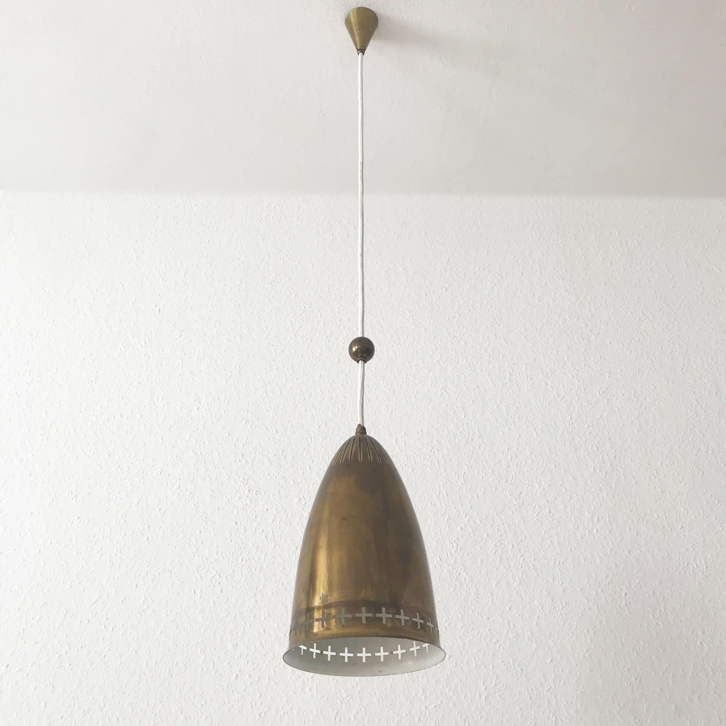 Brass Pair of Exceptional Scandinavian Pendant Lamps by Hans Bergström Attributed For Sale