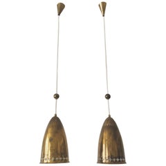 Pair of Exceptional Scandinavian Pendant Lamps by Hans Bergström Attributed