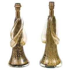 Pair Of Exceptional Signed Murano Art Glass Table Lamps