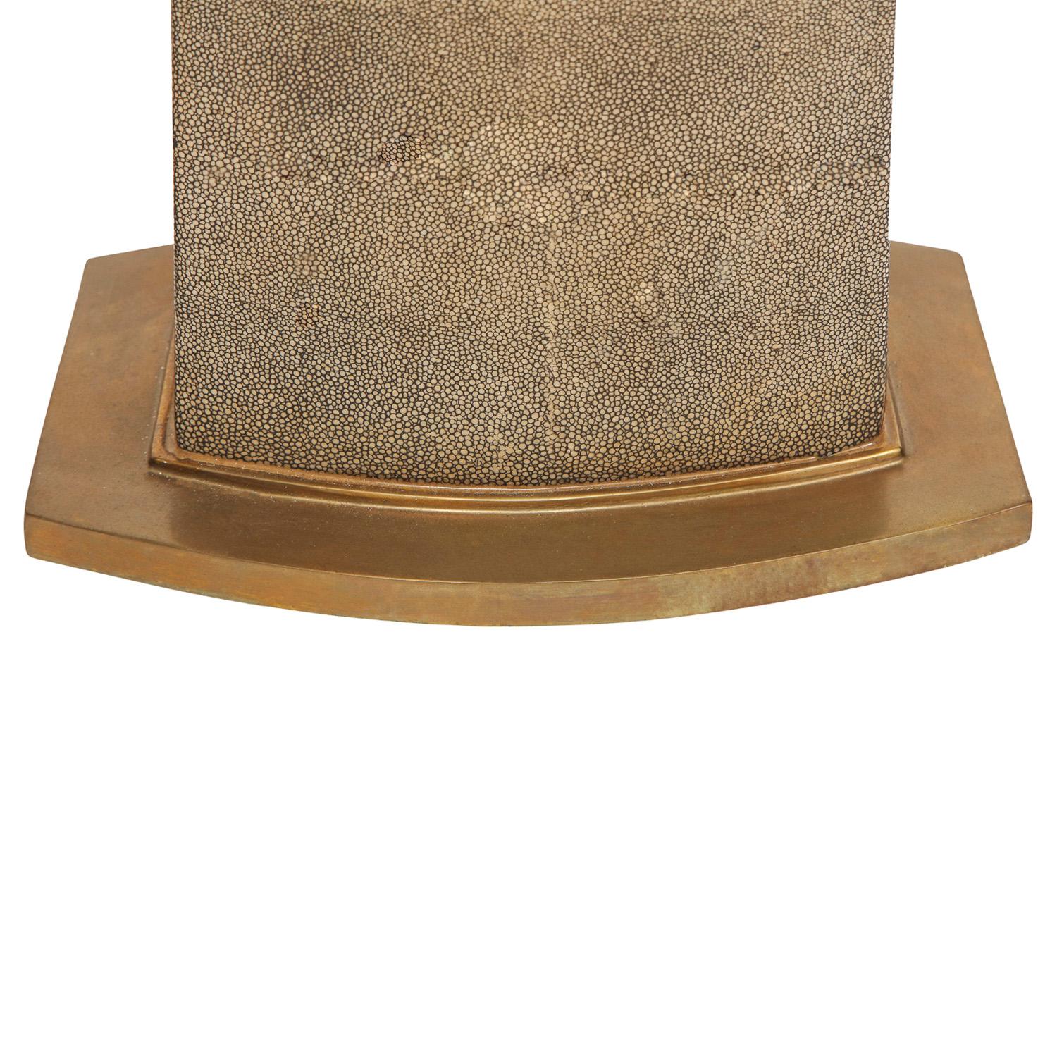 American Pair of Exceptional Table Lamps in Shagreen and Bronze 1970s For Sale