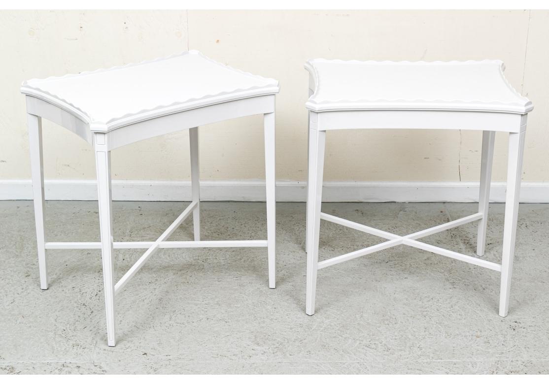 Pair Of Exceptional White Lacquered Side Tables In Good Condition For Sale In Bridgeport, CT
