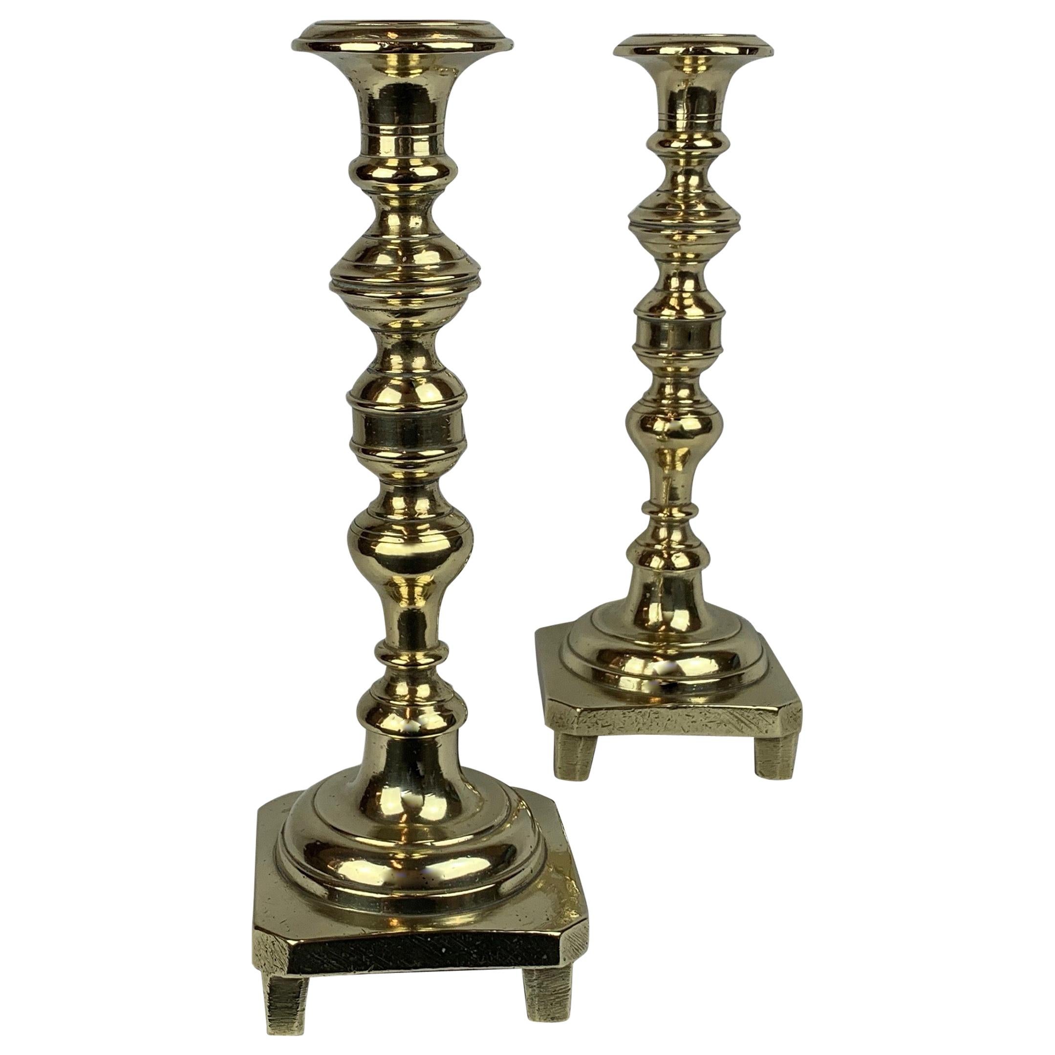 Vintage 7.25 H Brass Candlesticks,Three Legs Base Solid Brass Candlesticks,Footed Candle Holders,