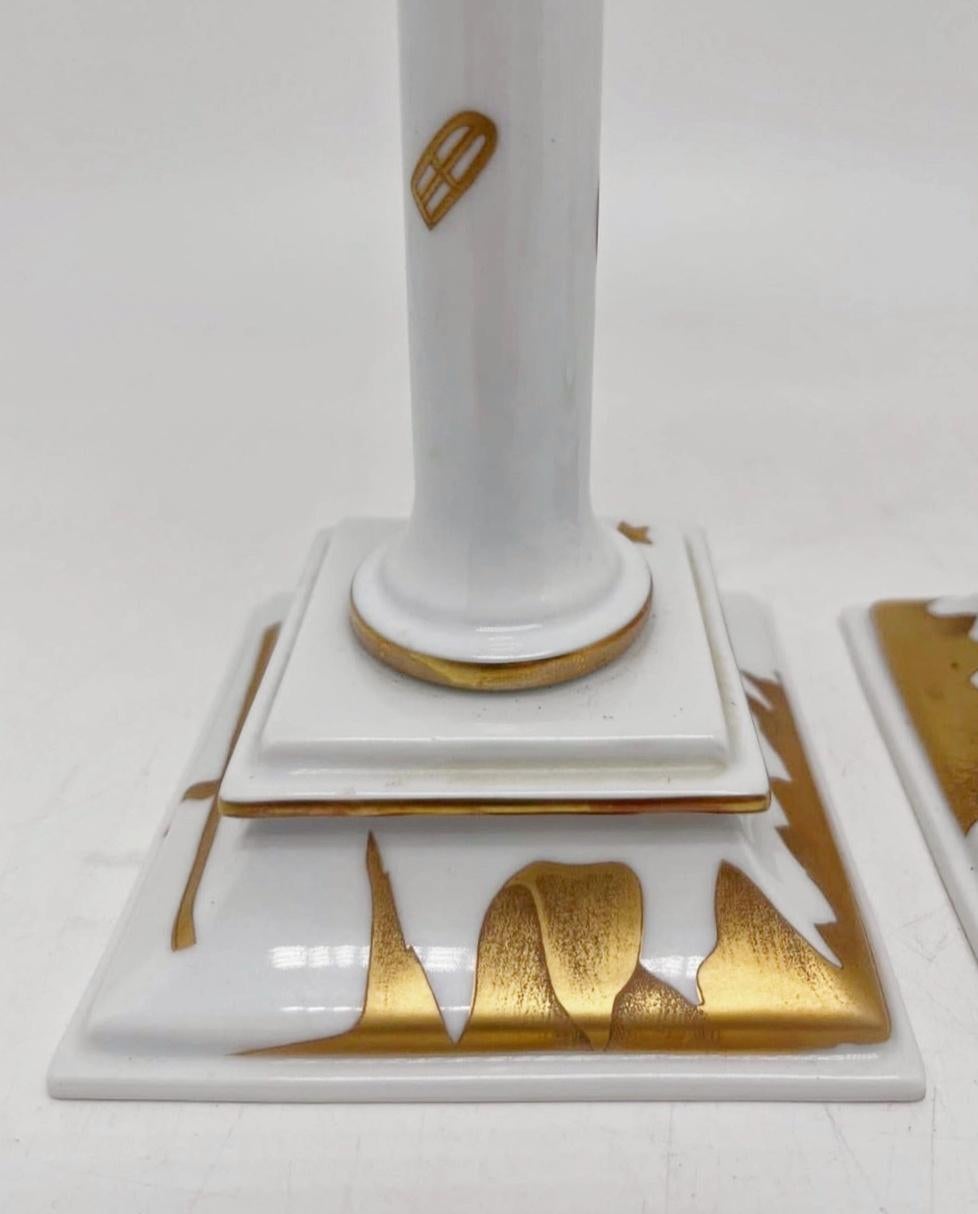 Art Deco Pair of Exceptionally Rare Candlestick Holders designed by Gio Ponti for Ginori For Sale
