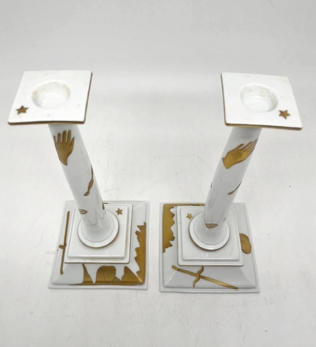 Italian Pair of Exceptionally Rare Candlestick Holders designed by Gio Ponti for Ginori For Sale
