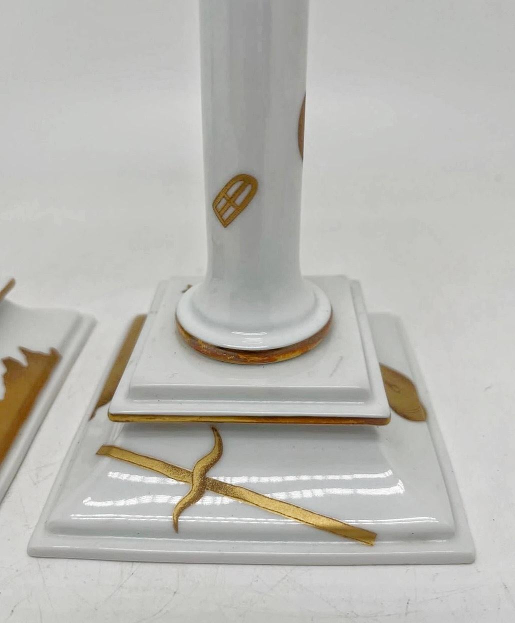 Pair of Exceptionally Rare Candlestick Holders designed by Gio Ponti for Ginori In Good Condition For Sale In Beograd, RS