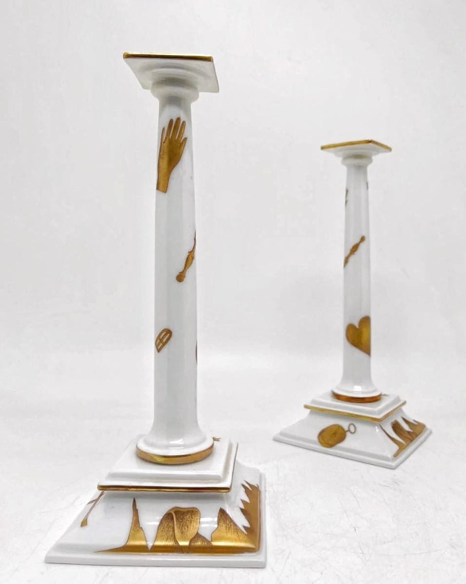 Late 20th Century Pair of Exceptionally Rare Candlestick Holders designed by Gio Ponti for Ginori For Sale