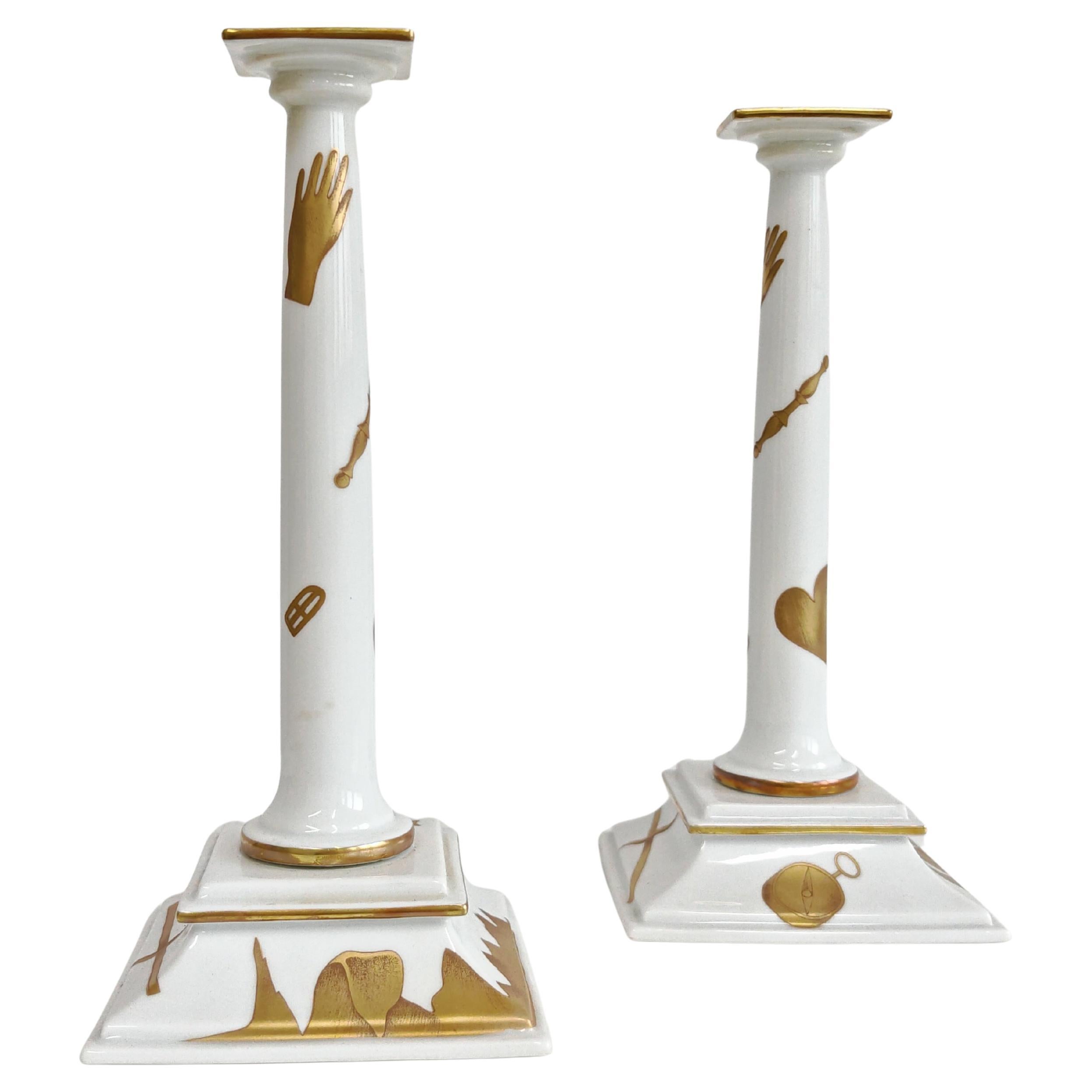 Pair of Exceptionally Rare Candlestick Holders designed by Gio Ponti for Ginori For Sale