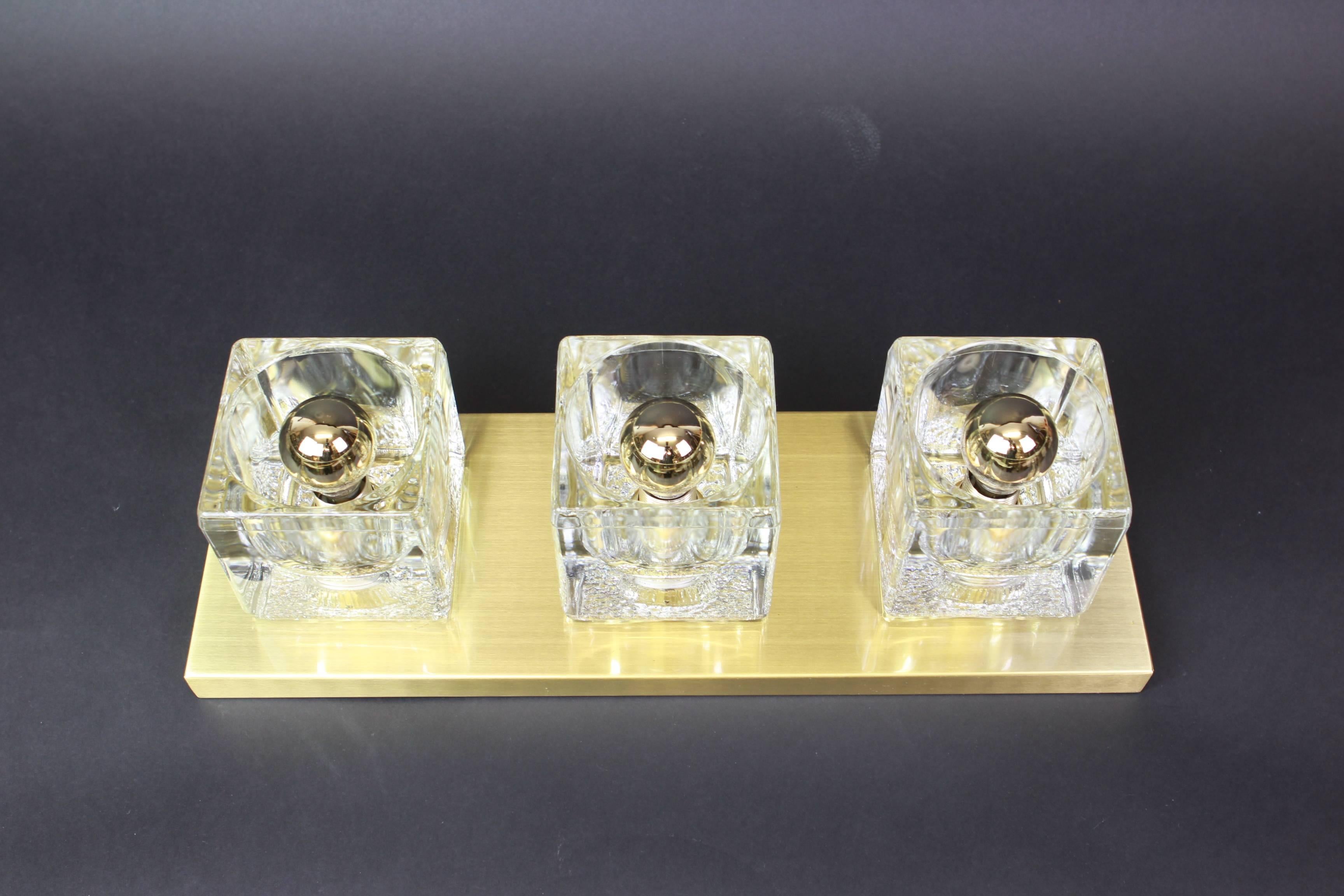 Late 20th Century Pair of Exclusive Crystal Glass Brass Wall Sconces by Peill & Putzler, Germany