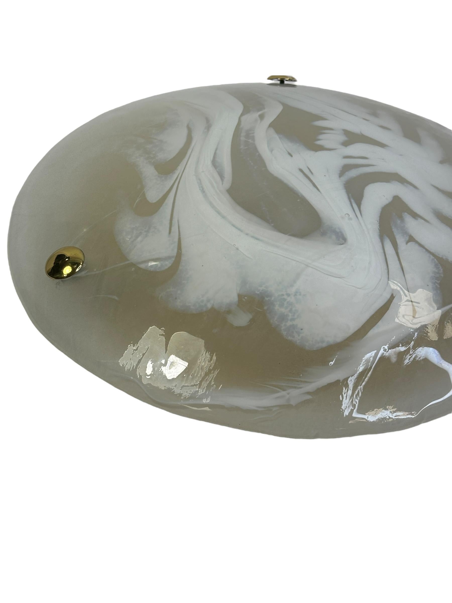 Pair of Exclusive Glass & Brass Hillebrand Flush Mount Lights Midcentury, 1970s For Sale 9