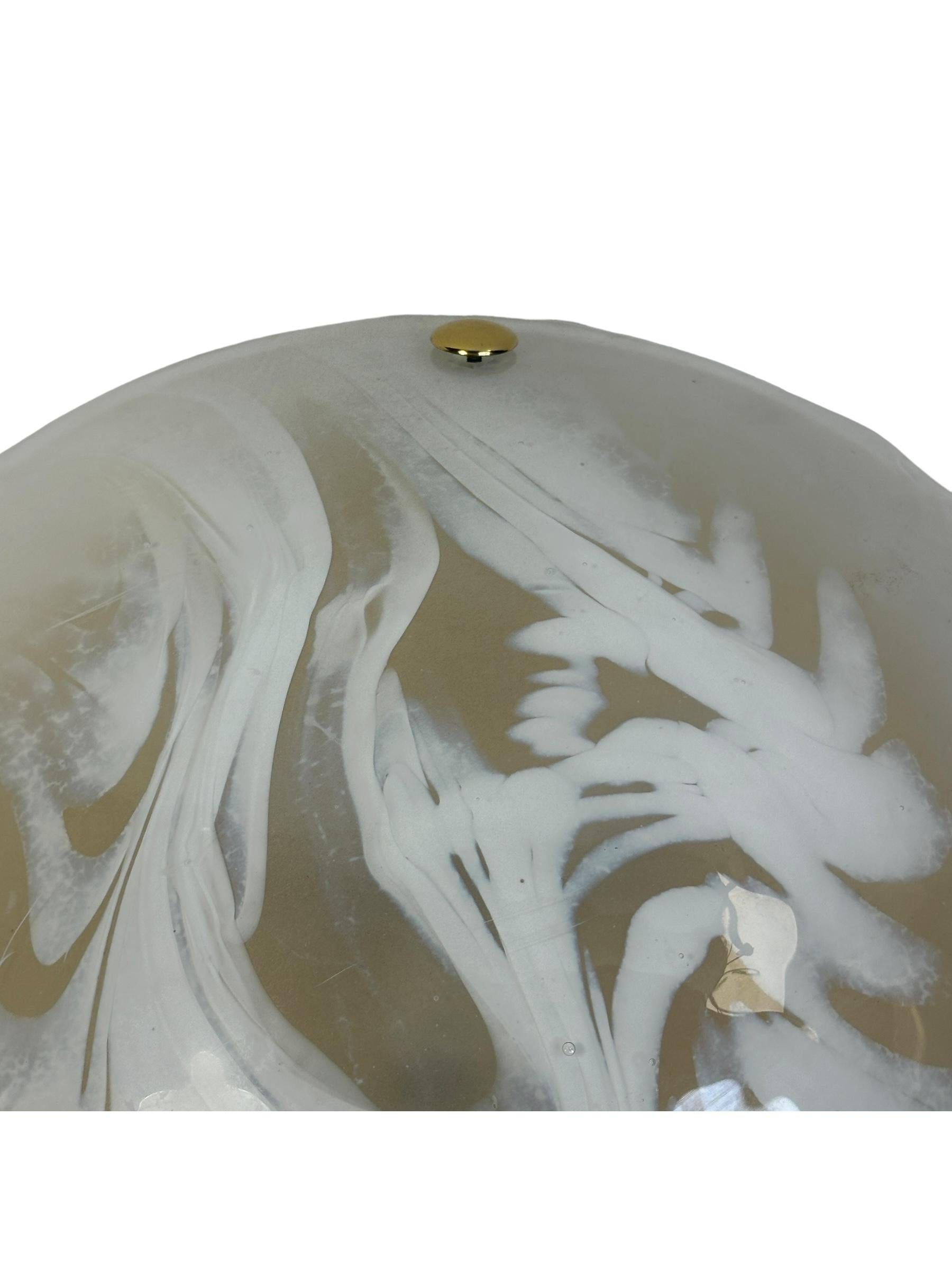 Pair of Exclusive Glass & Brass Hillebrand Flush Mount Lights Midcentury, 1970s For Sale 11