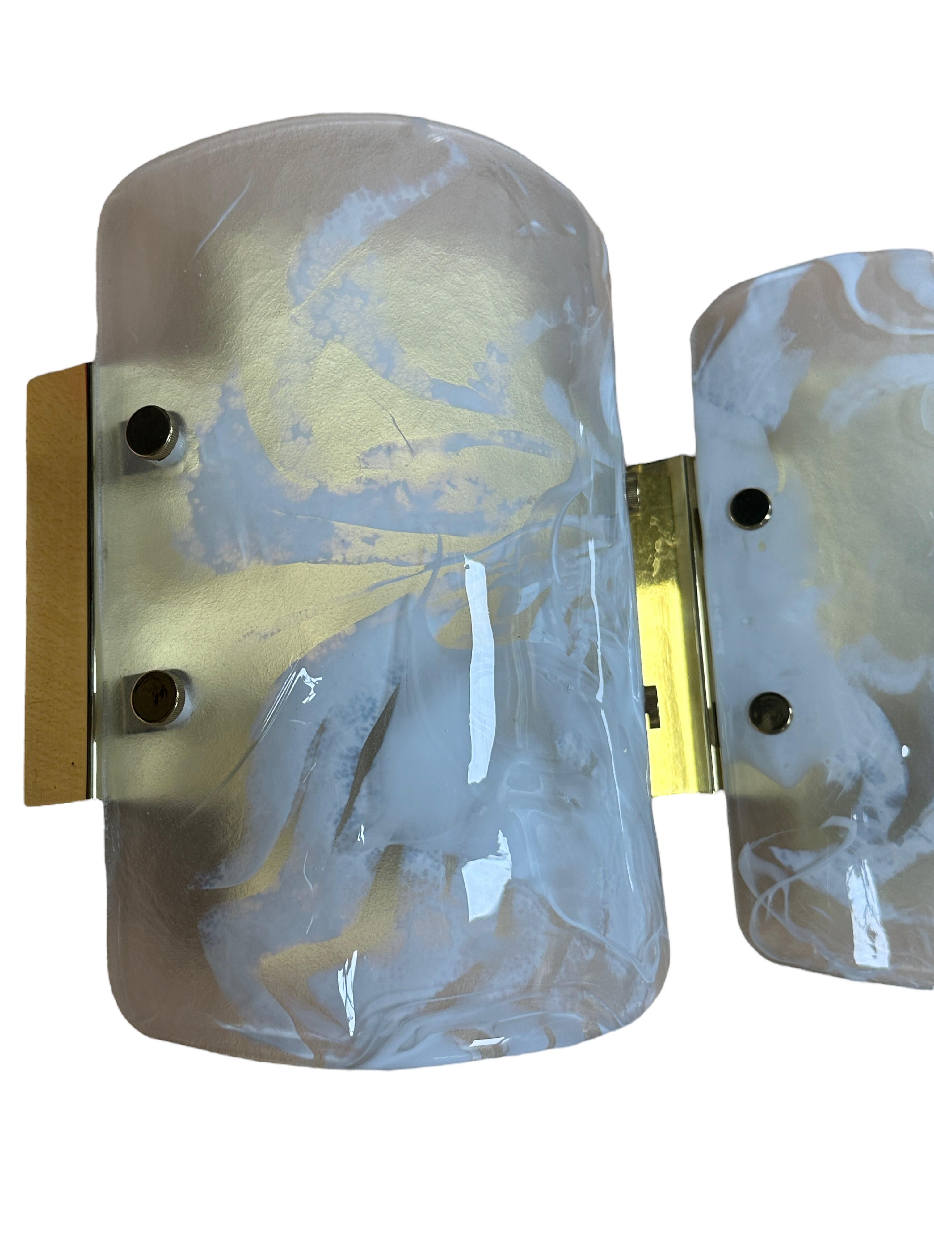 Pair of Exclusive Glass & Brass Hillebrand Sconces Midcentury, 1970s For Sale 3