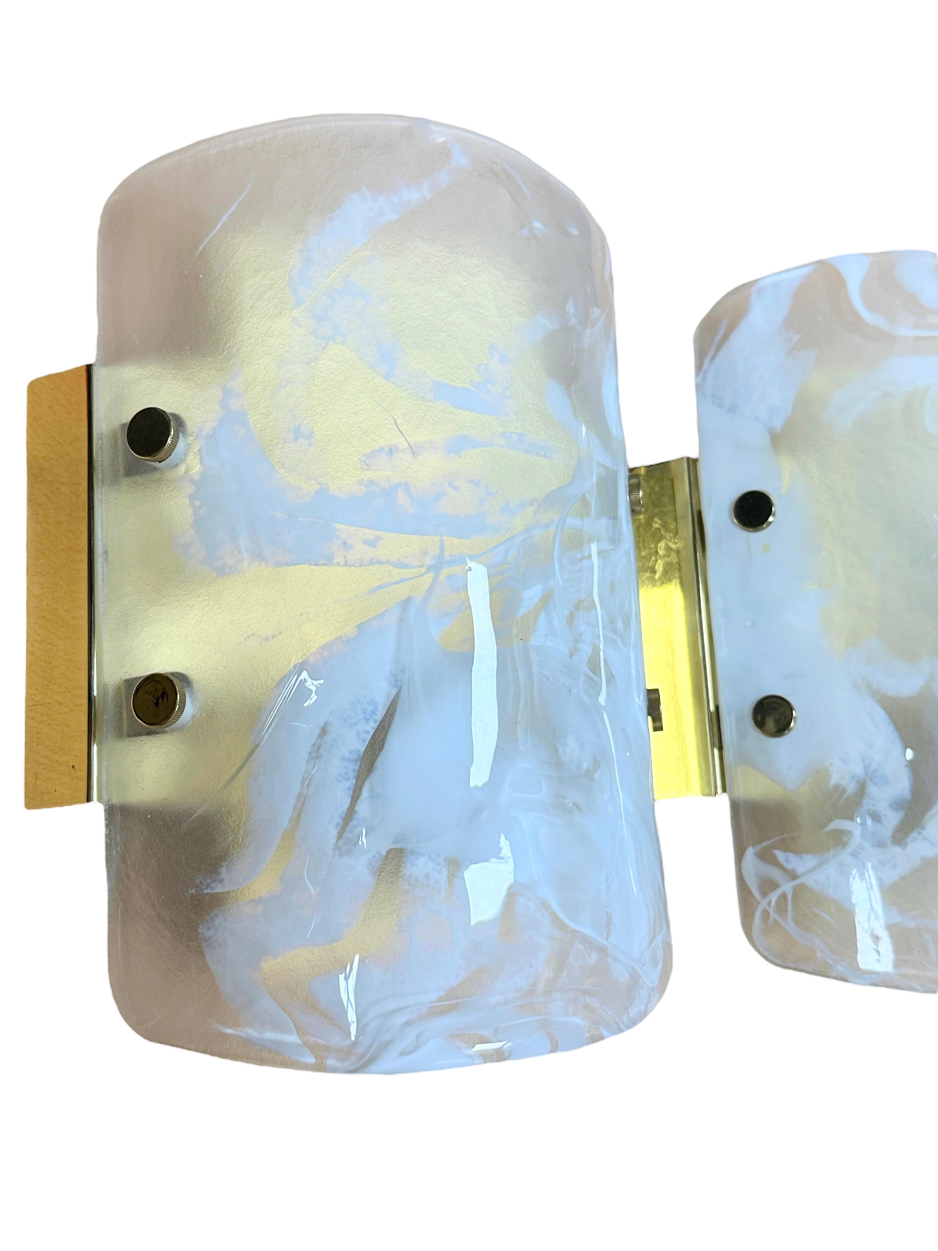 Pair of Exclusive Glass & Brass Hillebrand Sconces Midcentury, 1970s For Sale 2