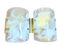Pair of Exclusive Glass & Brass Hillebrand Sconces Midcentury, 1970s
