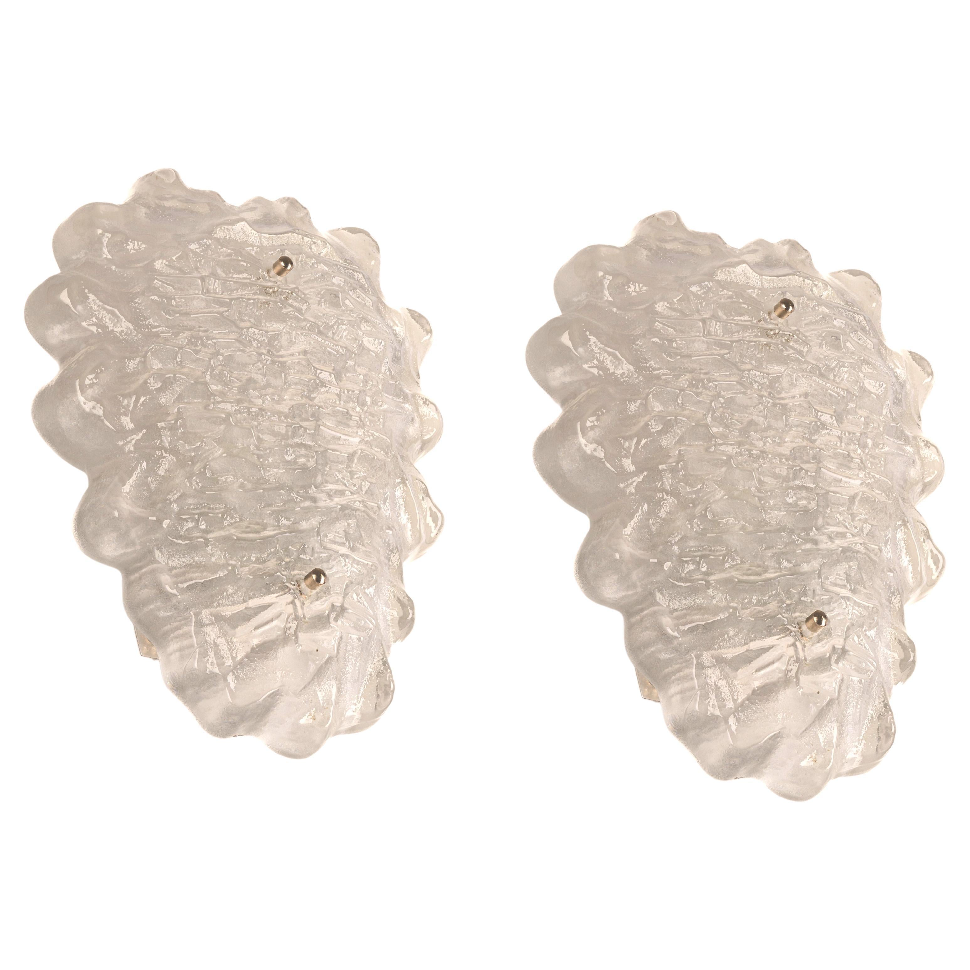 Pair of Exclusive Sputnik Crystal Glass Wall Sconces by Peill & Putzler, Germany For Sale