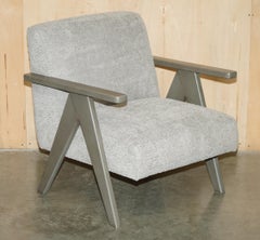 PAIR OF EXDiSPLAY NORDIC STYLE EDGAR ARMCHAIRS BEECH WOOD FRAMES OATMEAL FABRIC