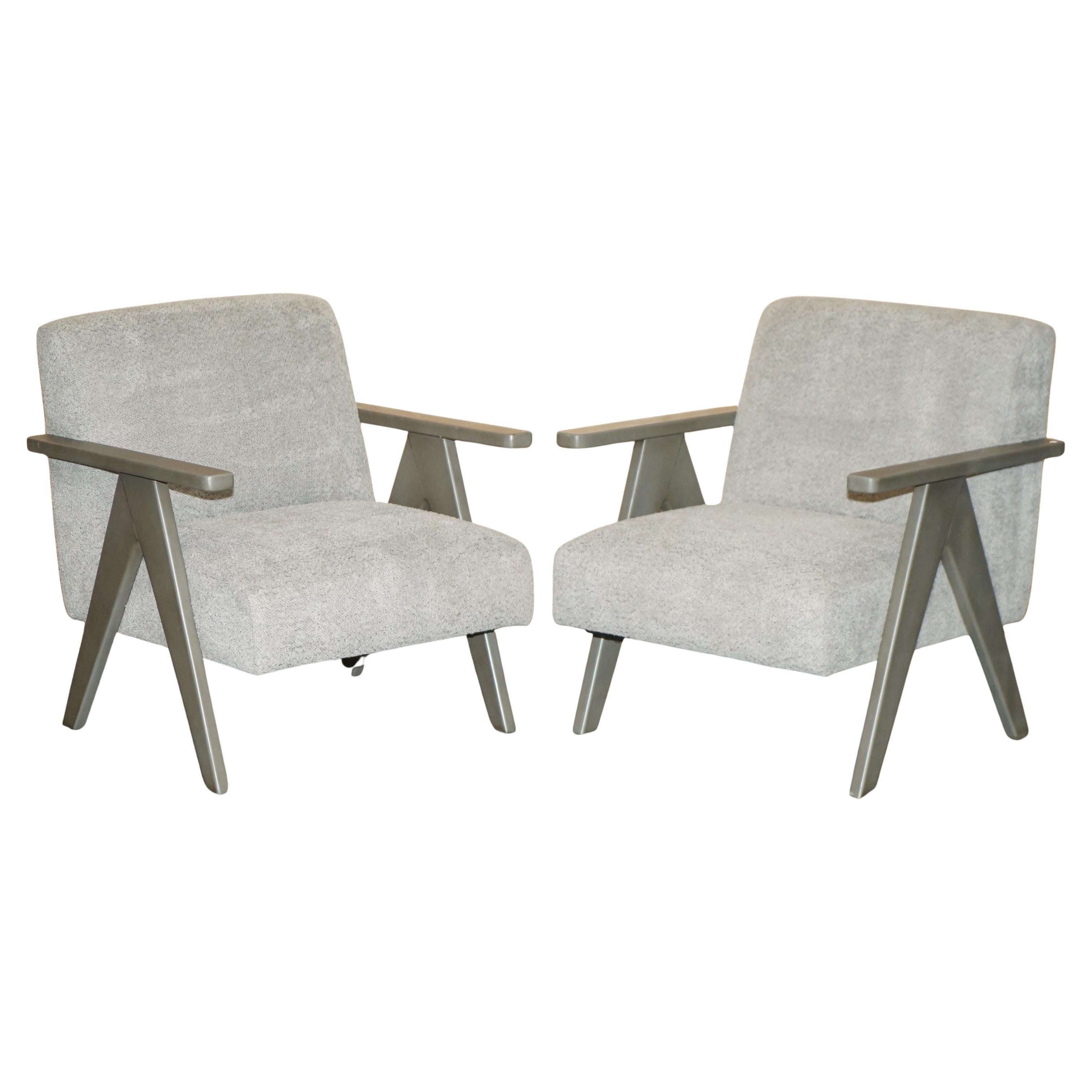 PAAR EXDiSPLAY NORDIC STYLE EDGAR ARMCHAIRS BEECH WOOD FRAMES OATMEAL FABRIC im Angebot