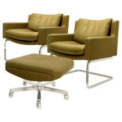 Pair of Executive Armchairs and Hocker by Robert Haussmann for the Sede