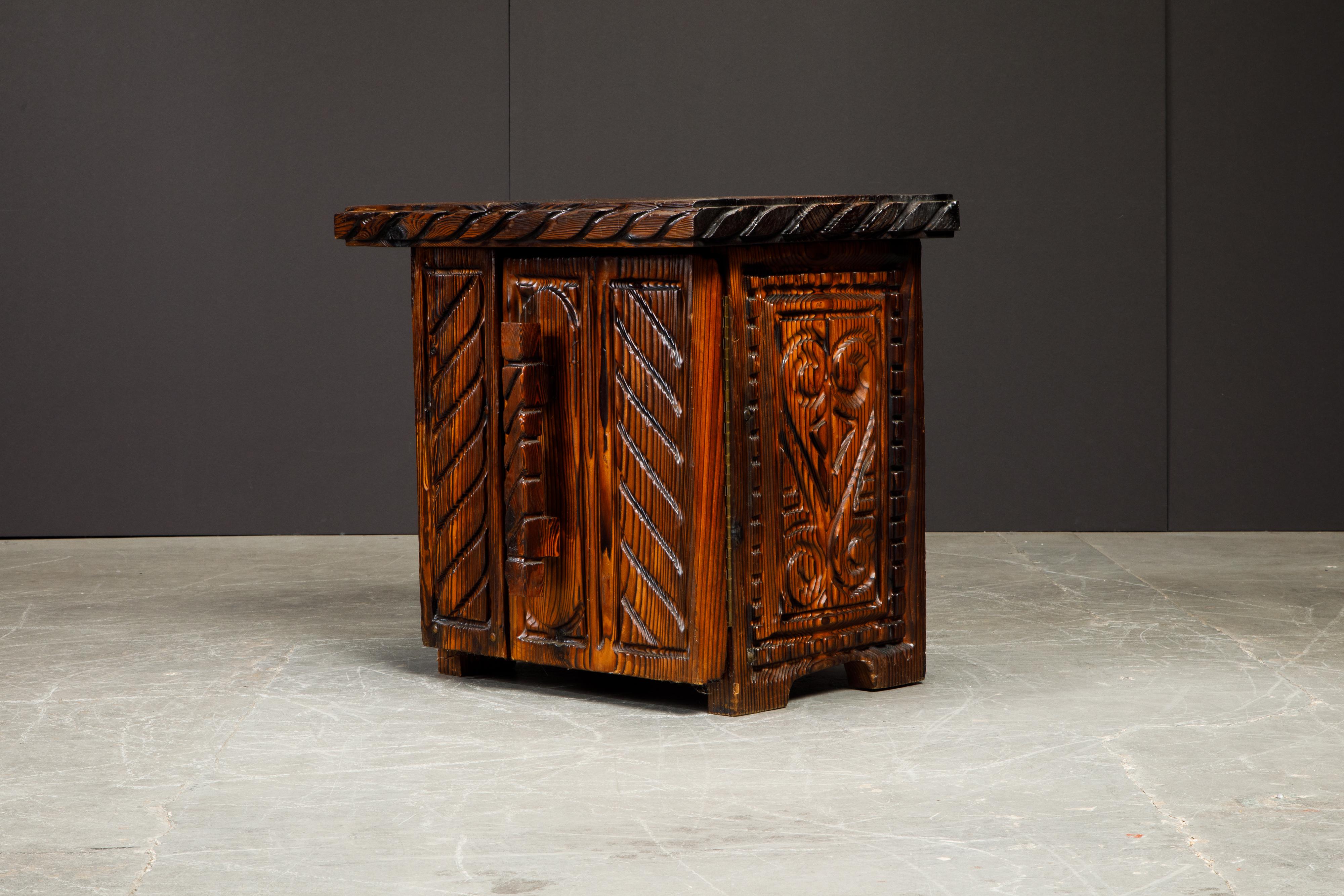Pair of Exotic Carved End Tables by William Westenhaver for Witco, c 1950 4