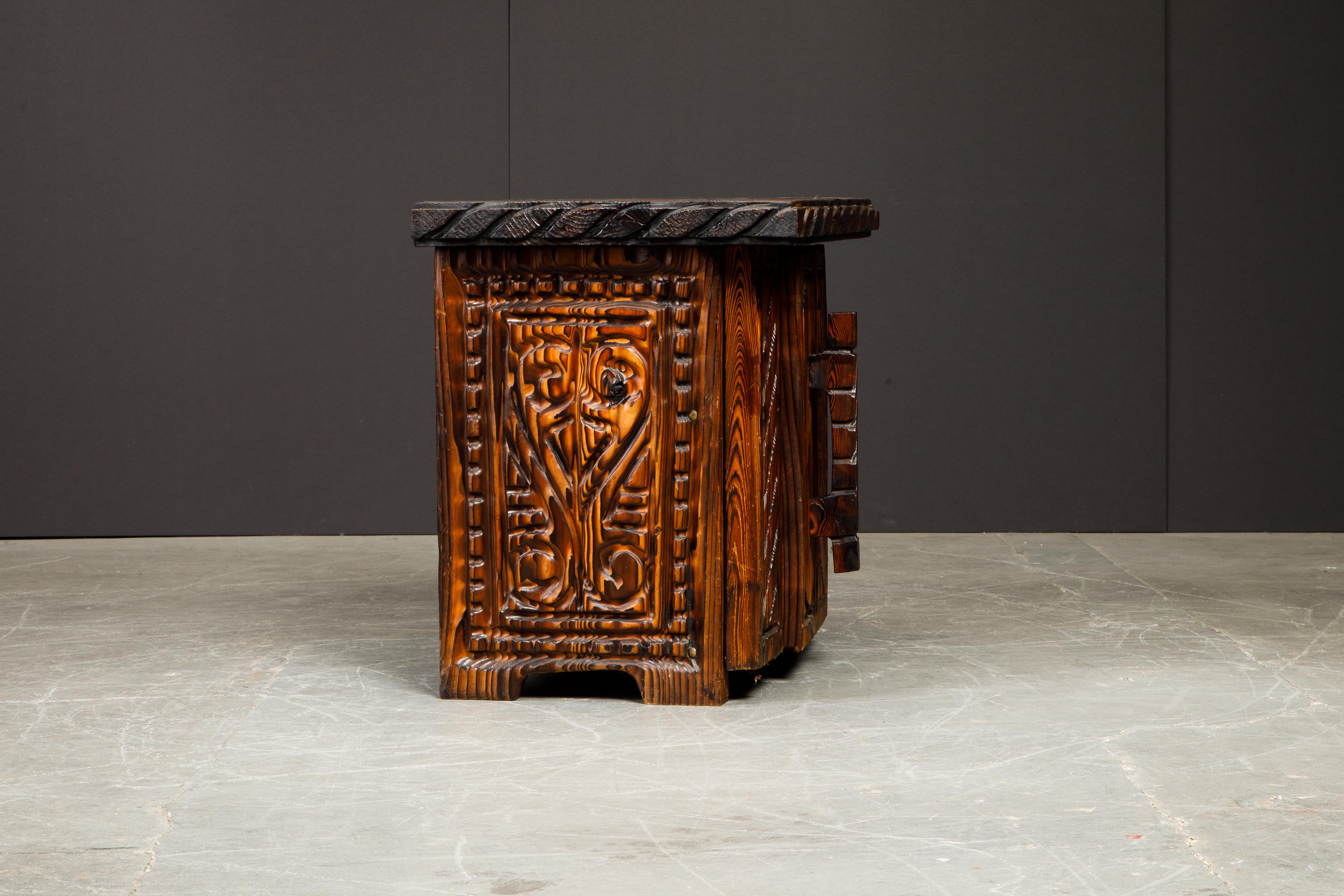 Mid-20th Century Pair of Exotic Carved End Tables by William Westenhaver for Witco, c 1950