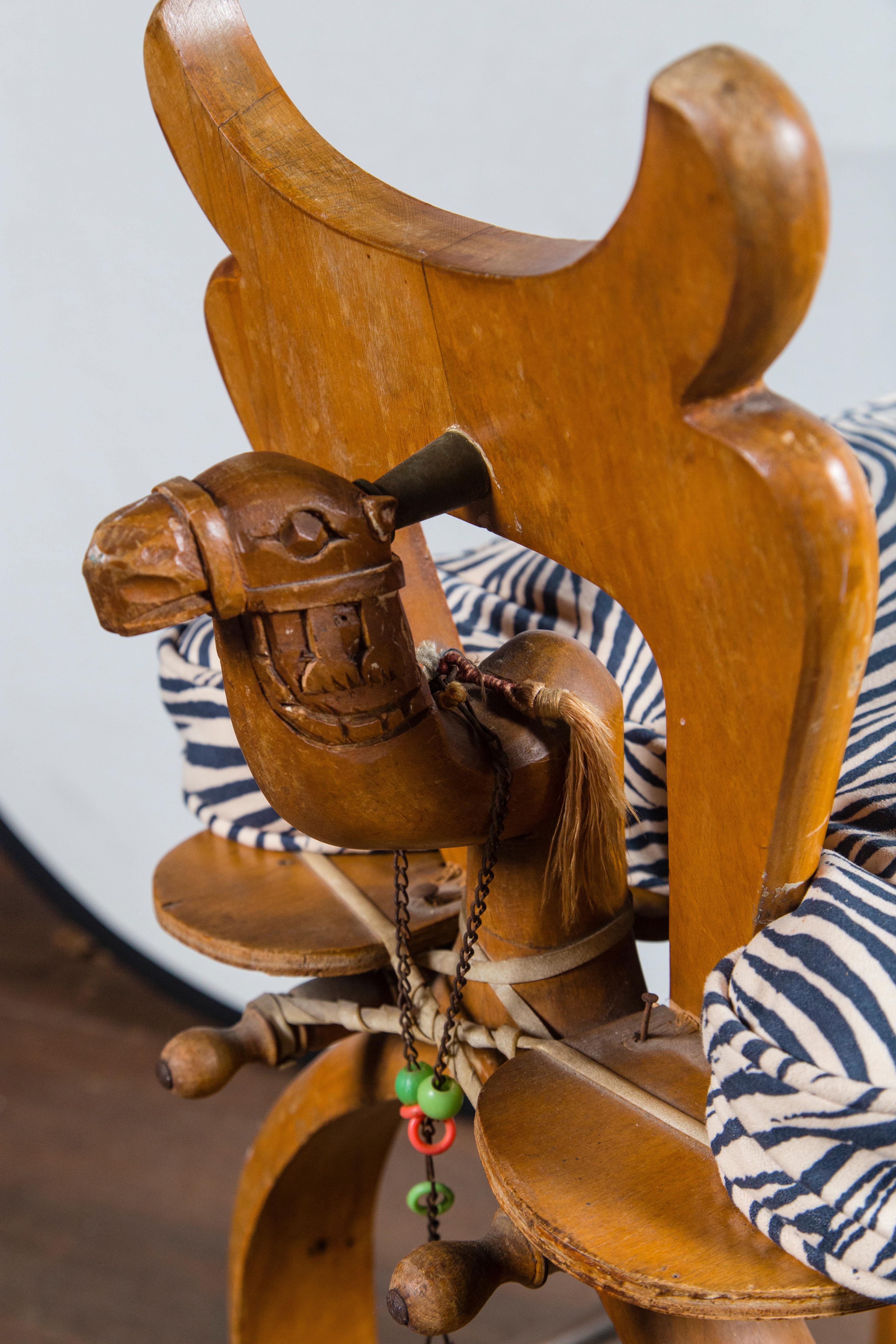 Pair of Exotic Carved Wood Camel Bar Stools In Good Condition For Sale In Stamford, CT