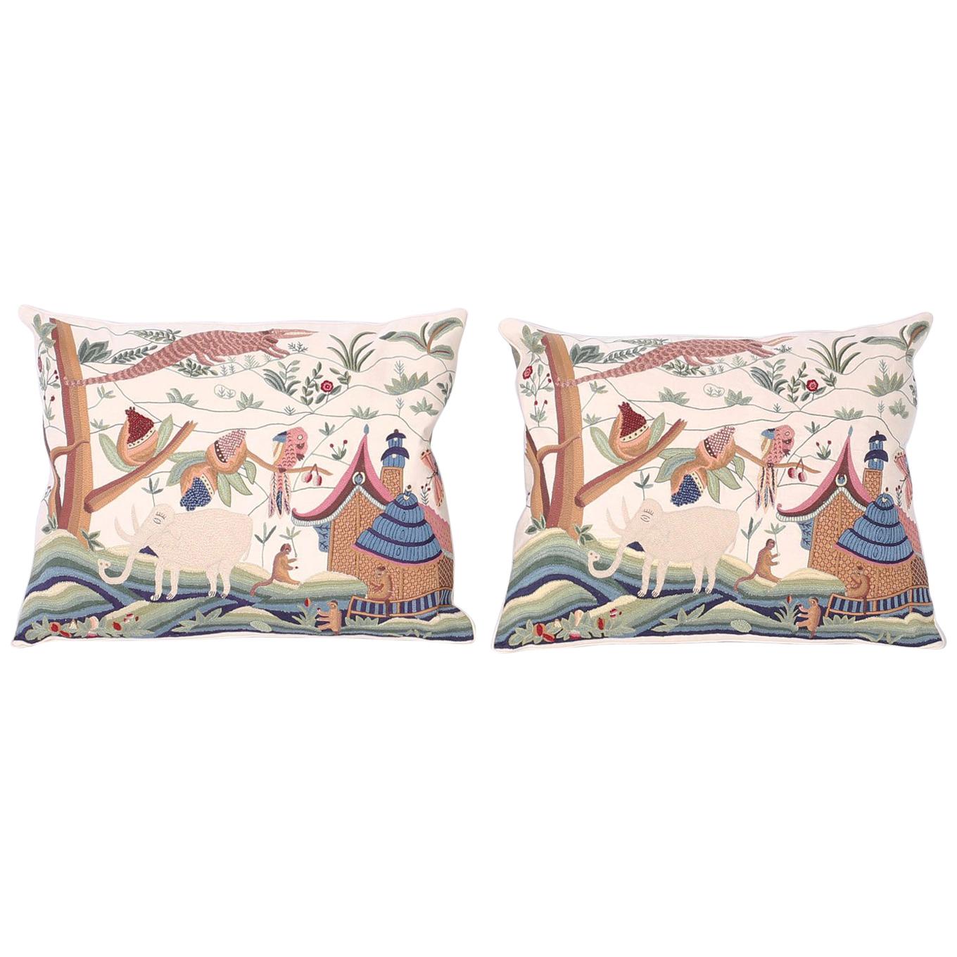 Pair of Exotic Needlework Pillows- Priced individually