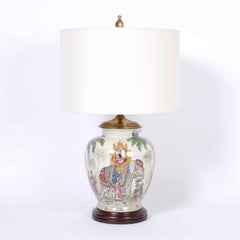 Pair of Exotic Table Lamps with a Subtle Crackle Glaze