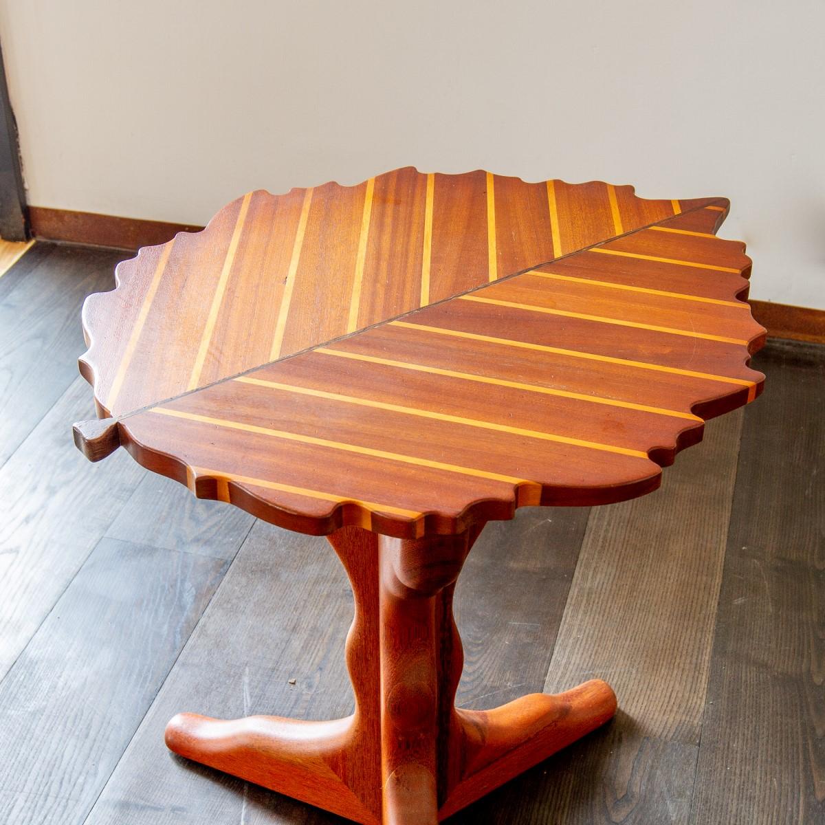 Contemporary Pair of Exotic Wood Leaf Shaped Side Tables by Paul Vann, 2013