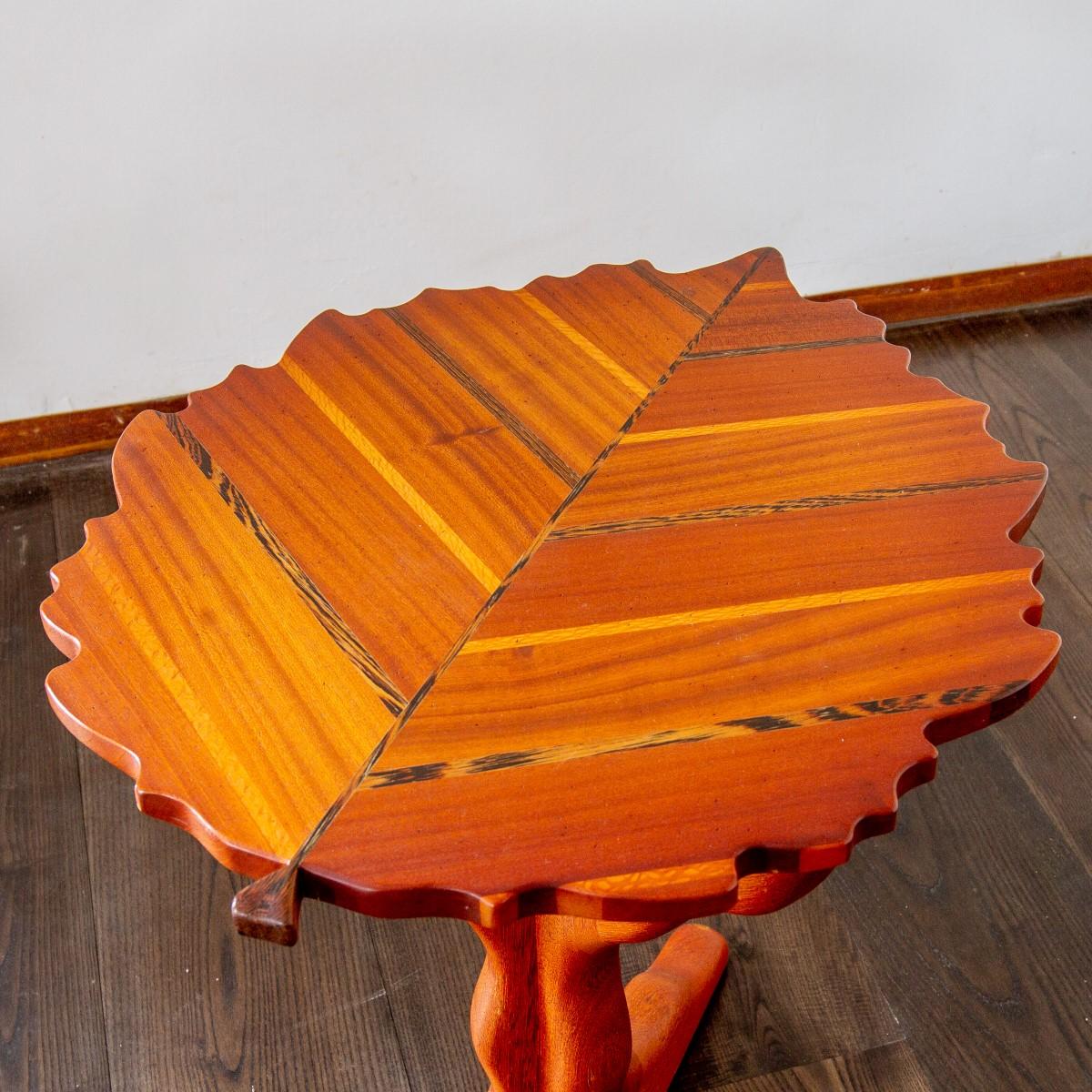 Hardwood Pair of Exotic Wood Leaf Shaped Side Tables by Paul Vann, 2013