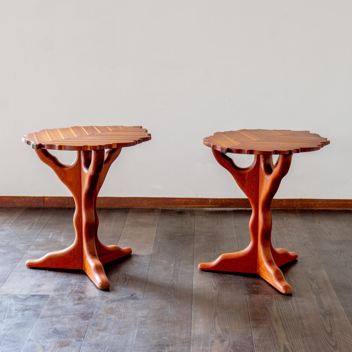 Pair of Exotic Wood Leaf Shaped Side Tables by Paul Vann, 2013 For Sale 1