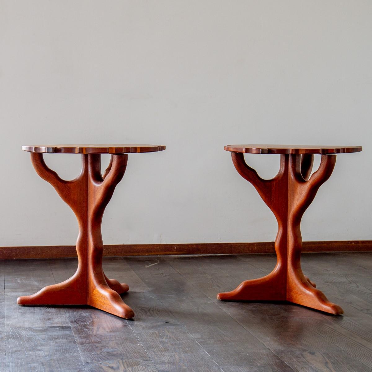 Pair of Exotic Wood Leaf Shaped Side Tables by Paul Vann, 2013 3