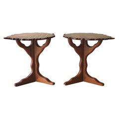 Pair of Exotic Wood Leaf Shaped Side Tables by Paul Vann, 2013
