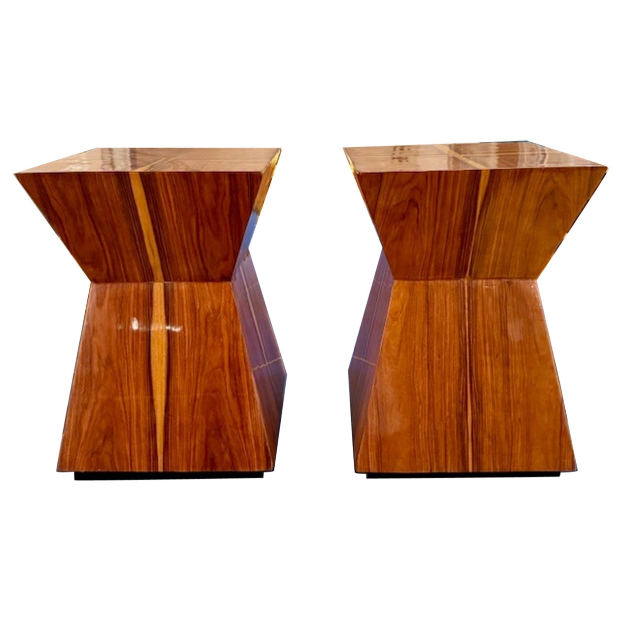 Pair of Exotic Wood Side Tables