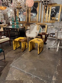 Pair of Exotic Wood Side Tables or Stools