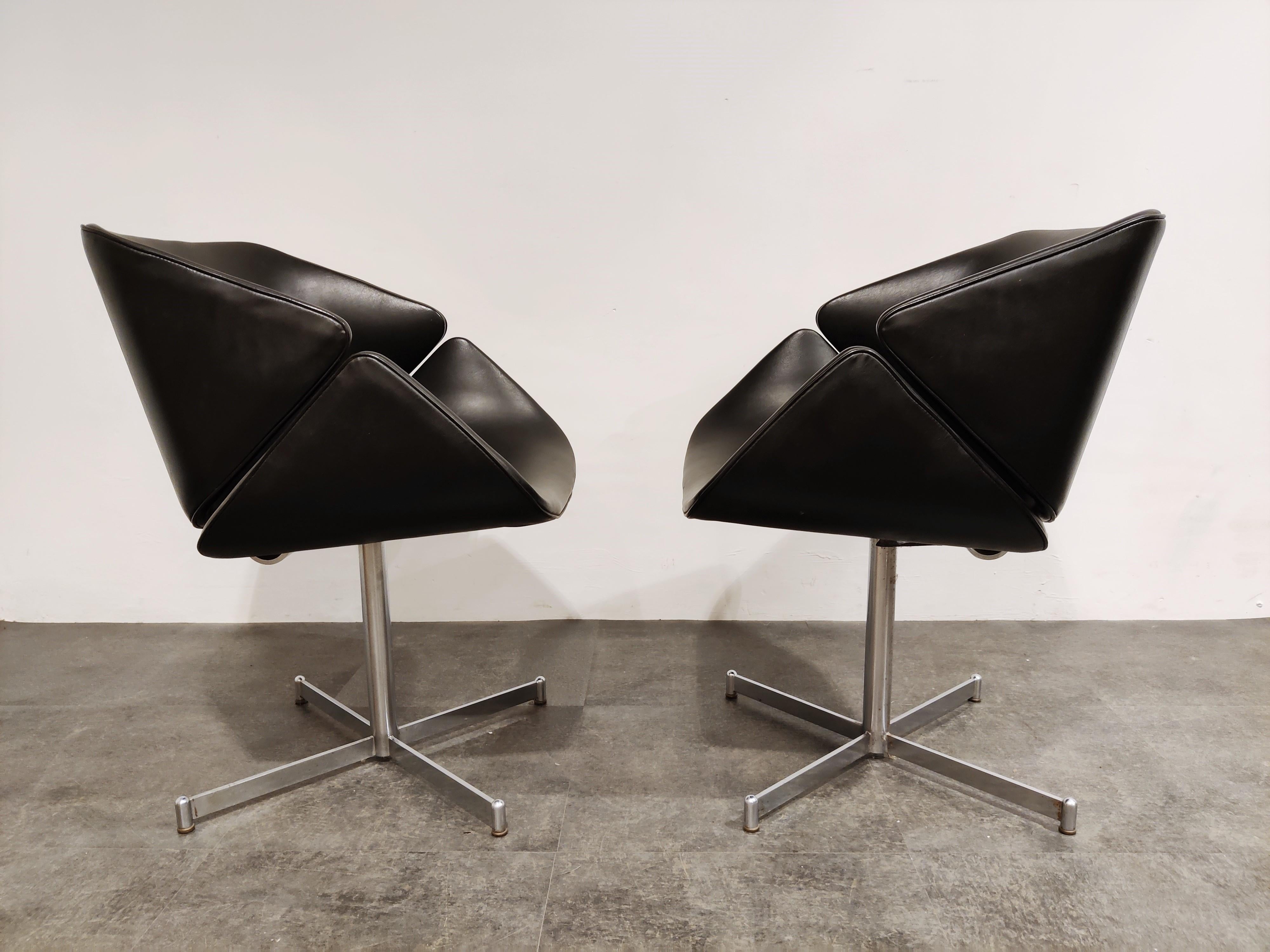Leather Pair of Exquis Armchairs by Geoffrey Harcourt for Artifort, 1960s
