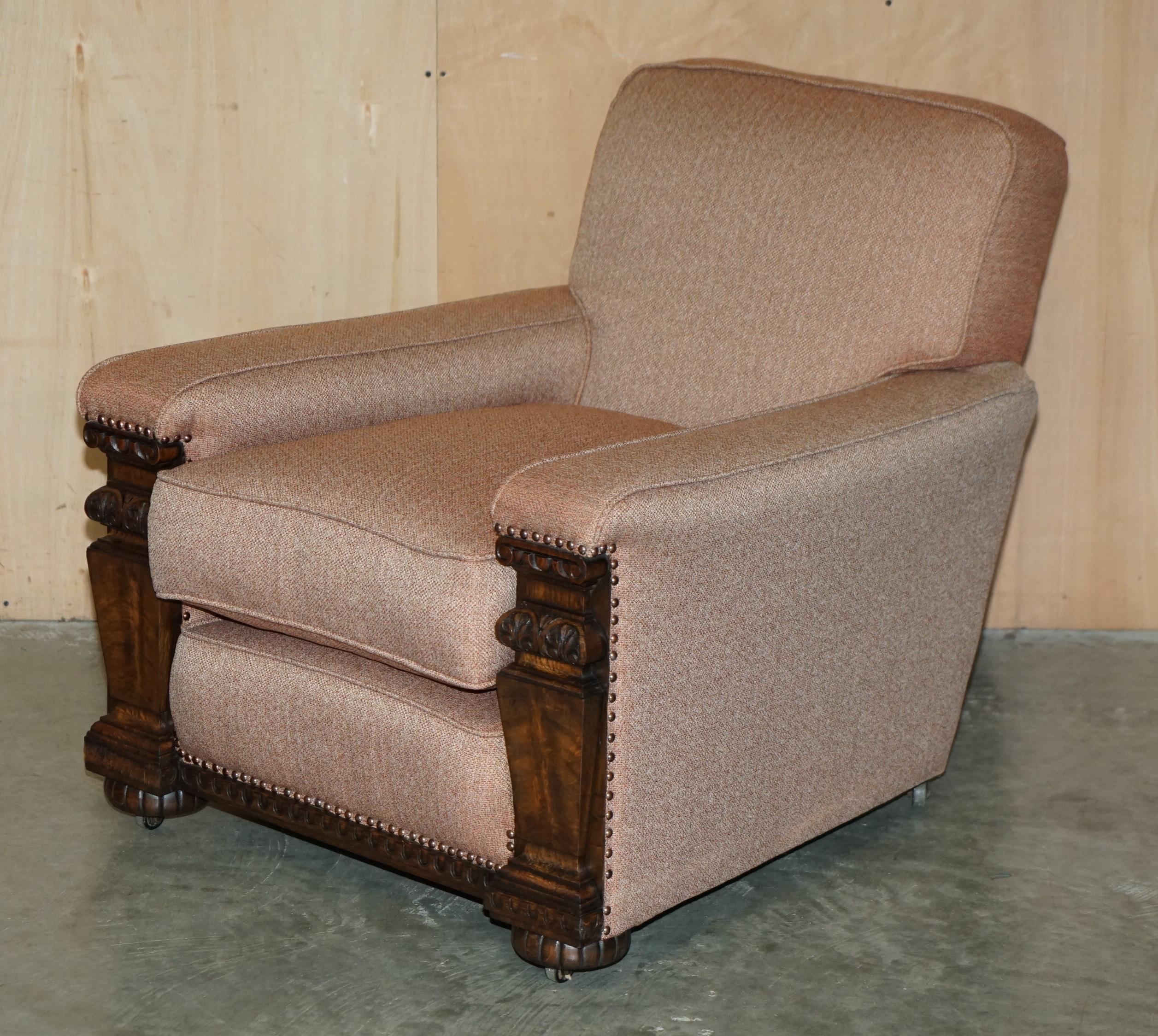 Royal House Antiques

Royal House Antiques is delighted to offer for sale this stunning, recently reupholstered pair of rare circa 1830 William IV club armchairs with sublime Flamed Mahogany hand carved pillared arms 

Please note the delivery fee