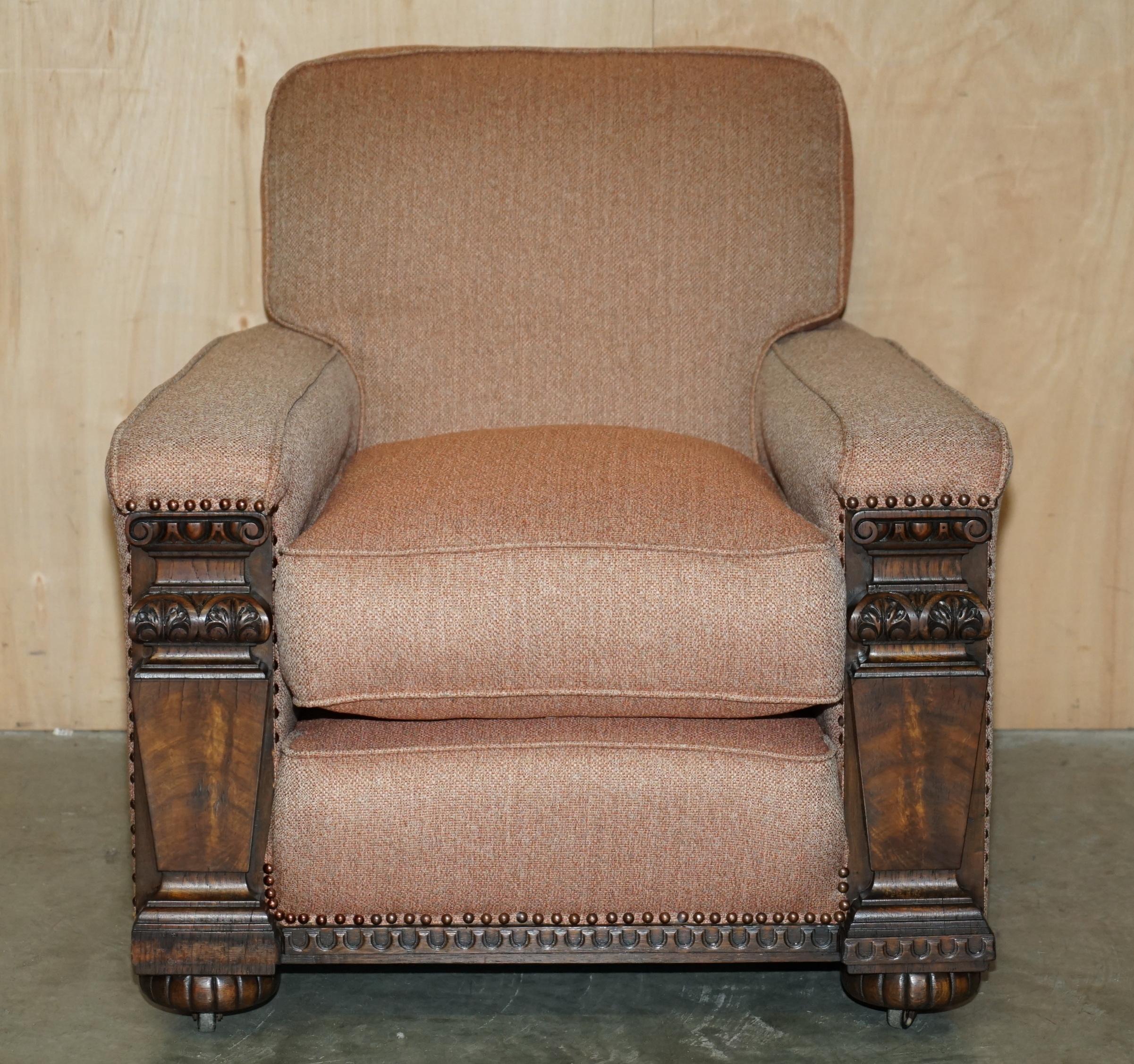 William IV PAIR OF EXQUISITE ANTIQUE WILLIAM IV FLAMED HARDWOOD CIRCA 1830 CLUB ARMCHAIRs For Sale